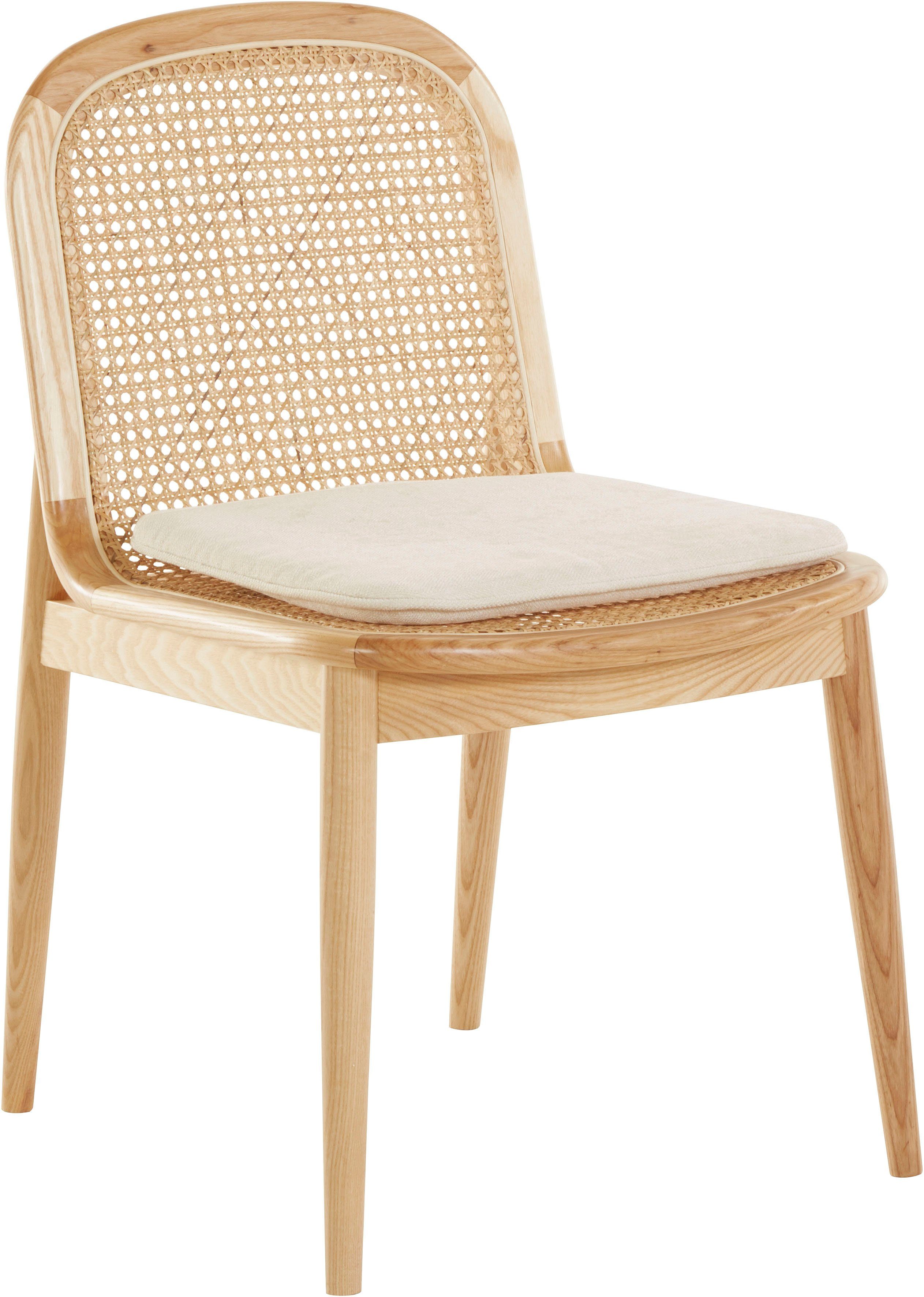LeGer Home by Lena Gercke Eetkamerstoel 214LINASTUHL Polstertstoel met frame en poten van massief essenhout (set)