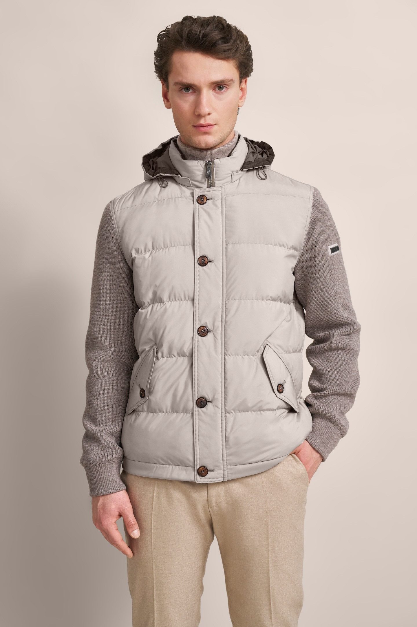Bugatti Vest met staande kraag en capuchon