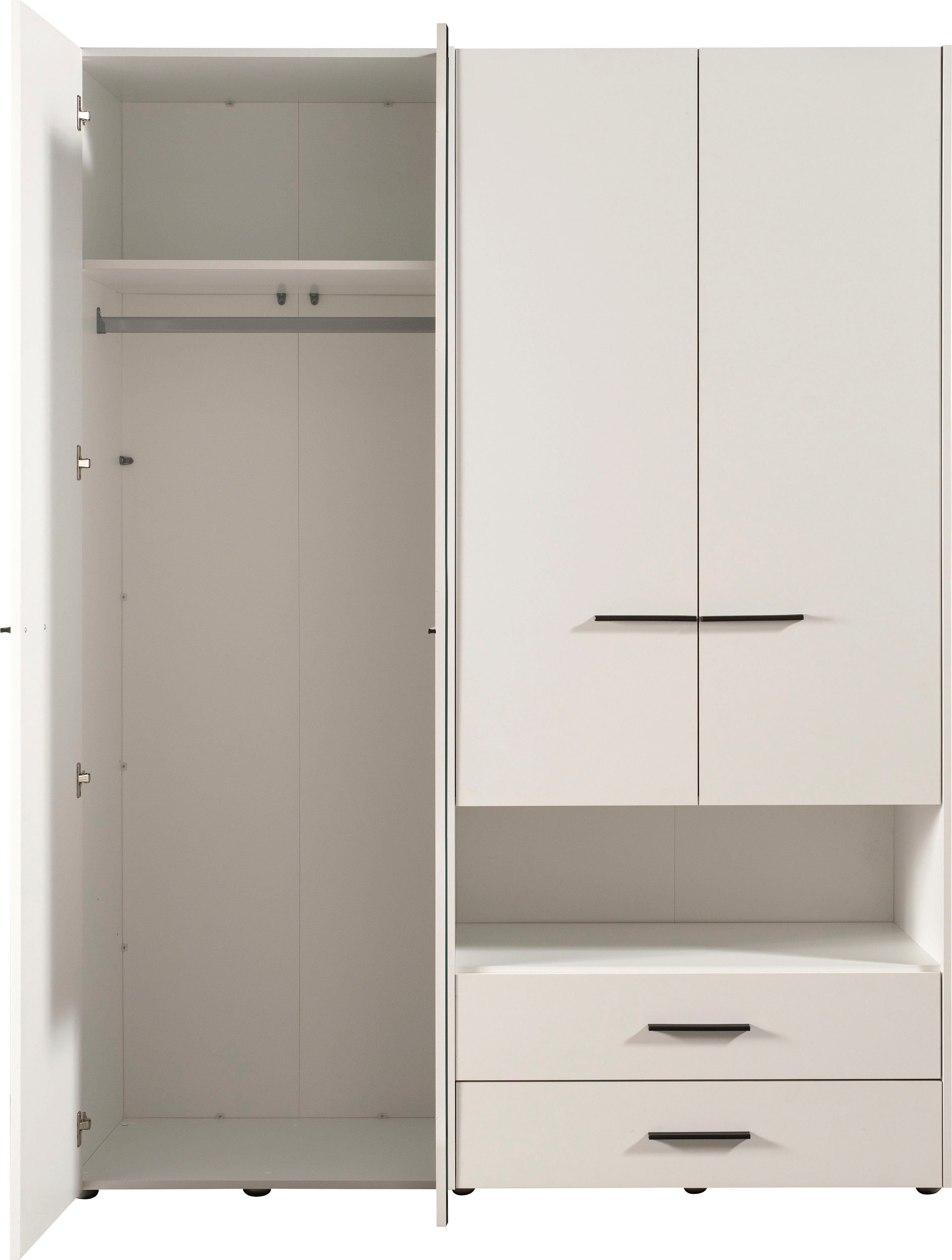 INOSIGN Kledingkast Leon, FSC®-gecertificeerd houtmateriaal met spiegel, binneninrichting en 2 lades, 127,5x55x205,5 cm