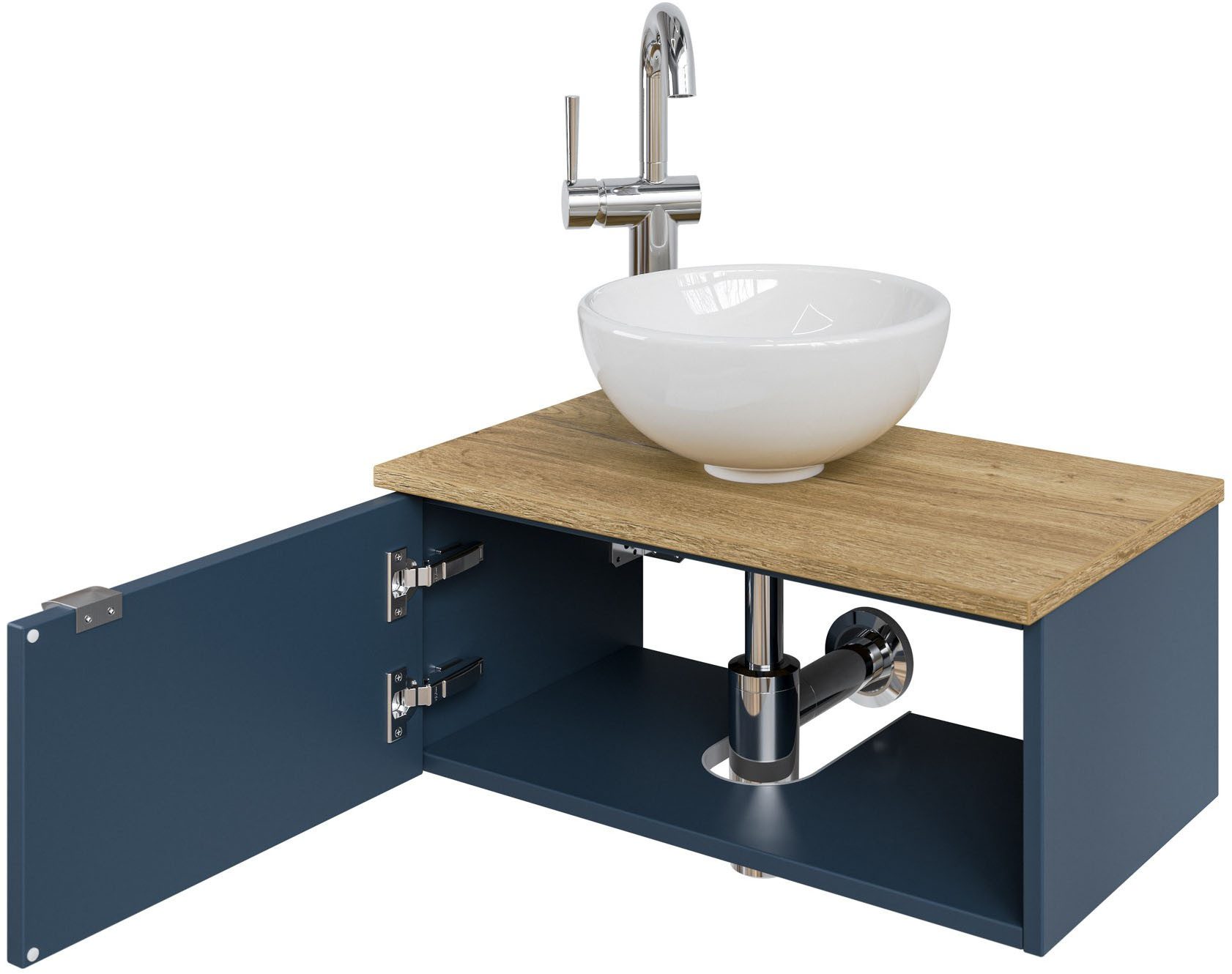 Saphir Wastafelonderkast Serie 6915 wastafel met onderkast voor gastenbadkamer, tweede toilet (3-delig)
