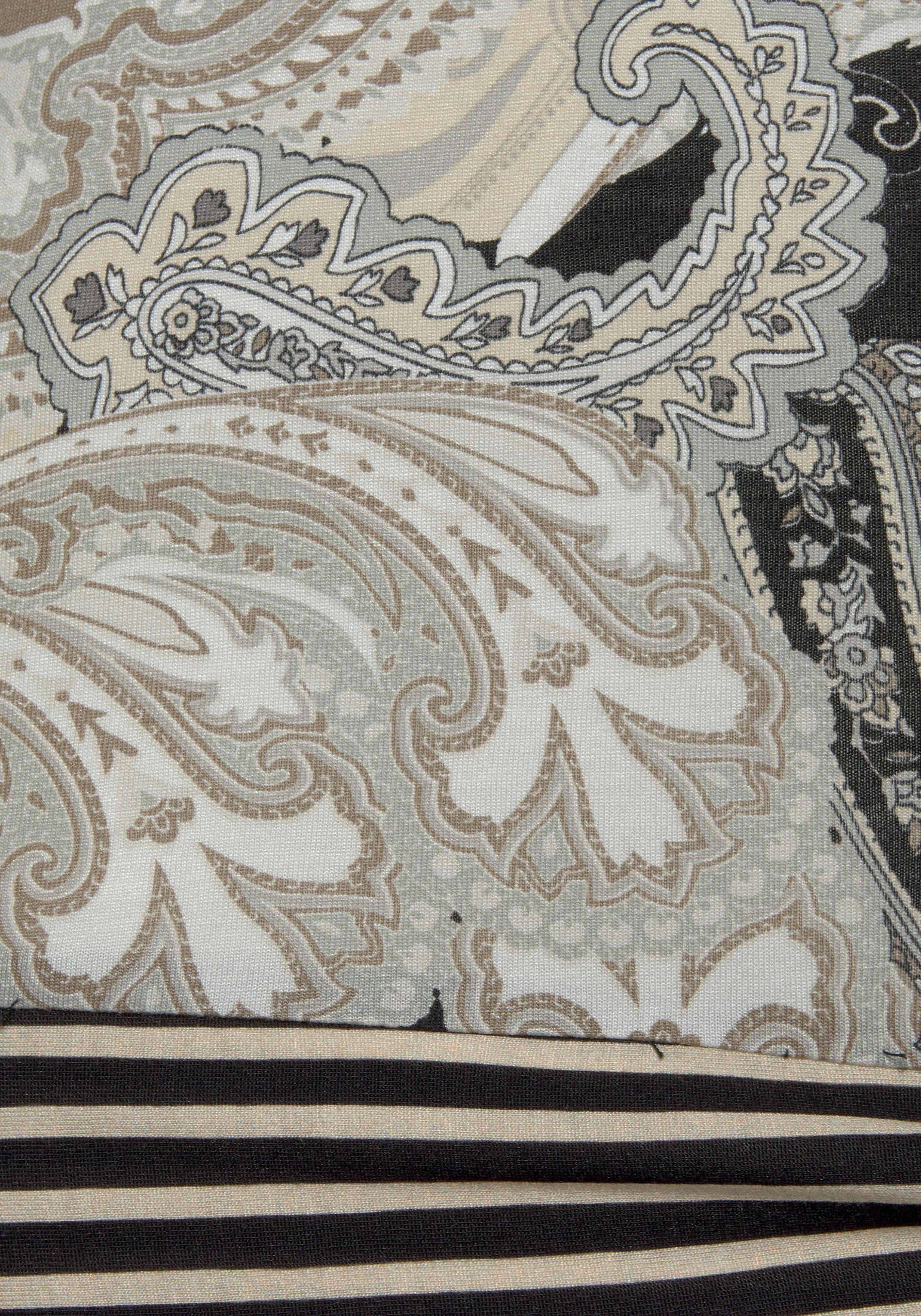 Lascana Shirt met korte mouwen met paisley print en strikdetail, v-hals, blouseshirt