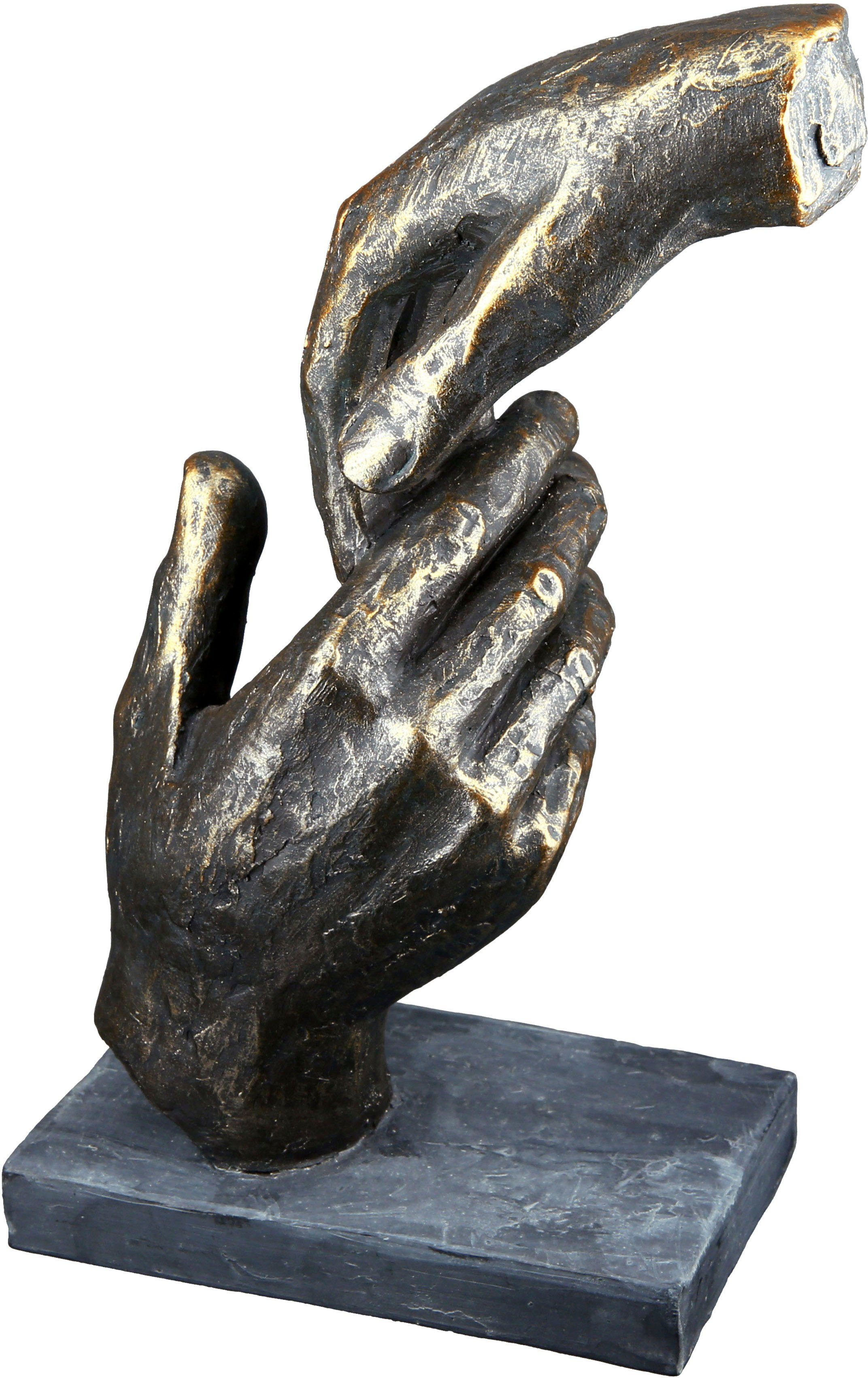 Casablanca by Gilde Decoratief figuur Sculptuur two hands, bronskleur (1 stuk)