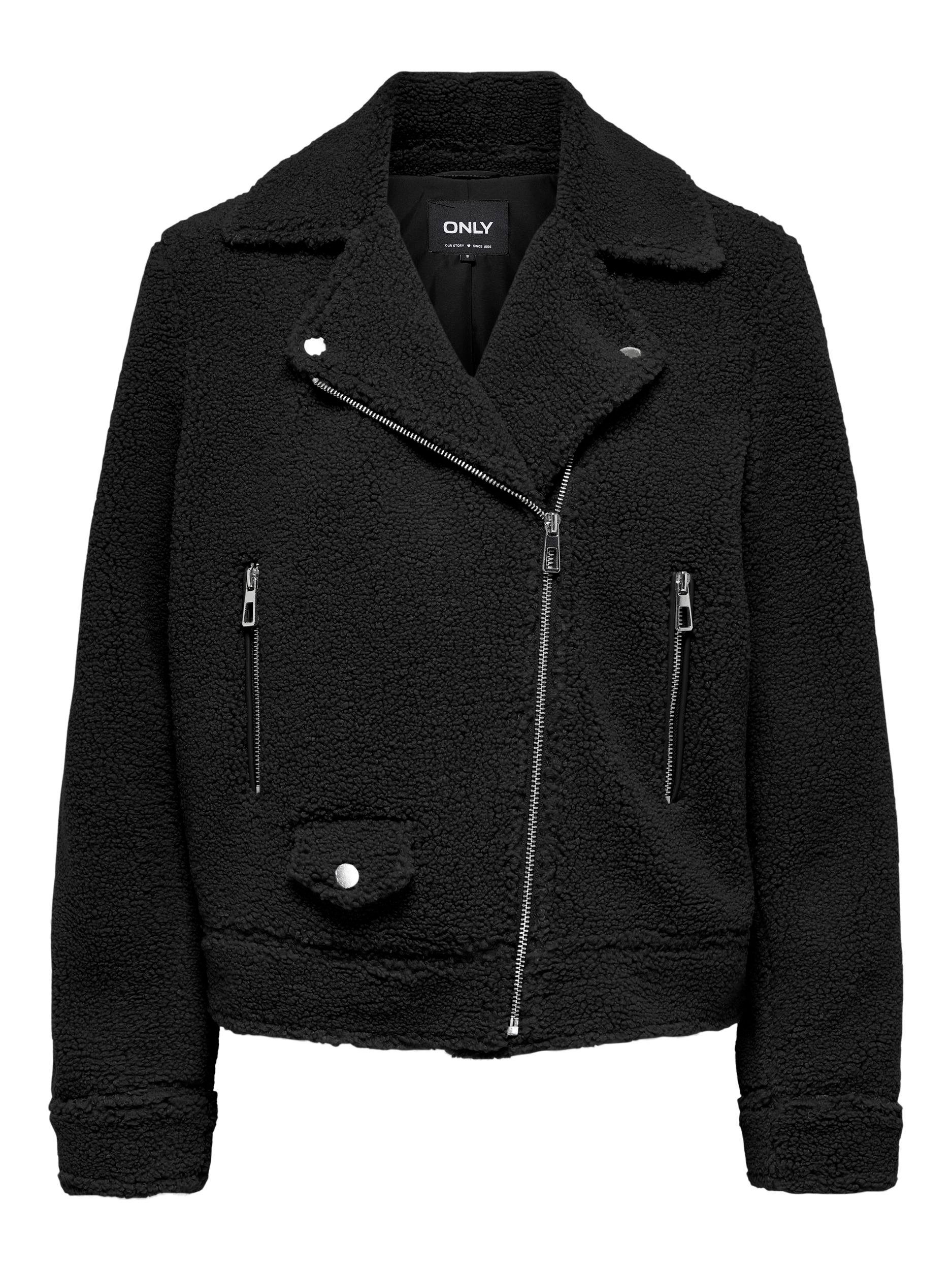 Only Bikerjack ONLRIO TEDDY BIKER JACKET CC OTW in bikerstijl van knuffelzachte teddypluche