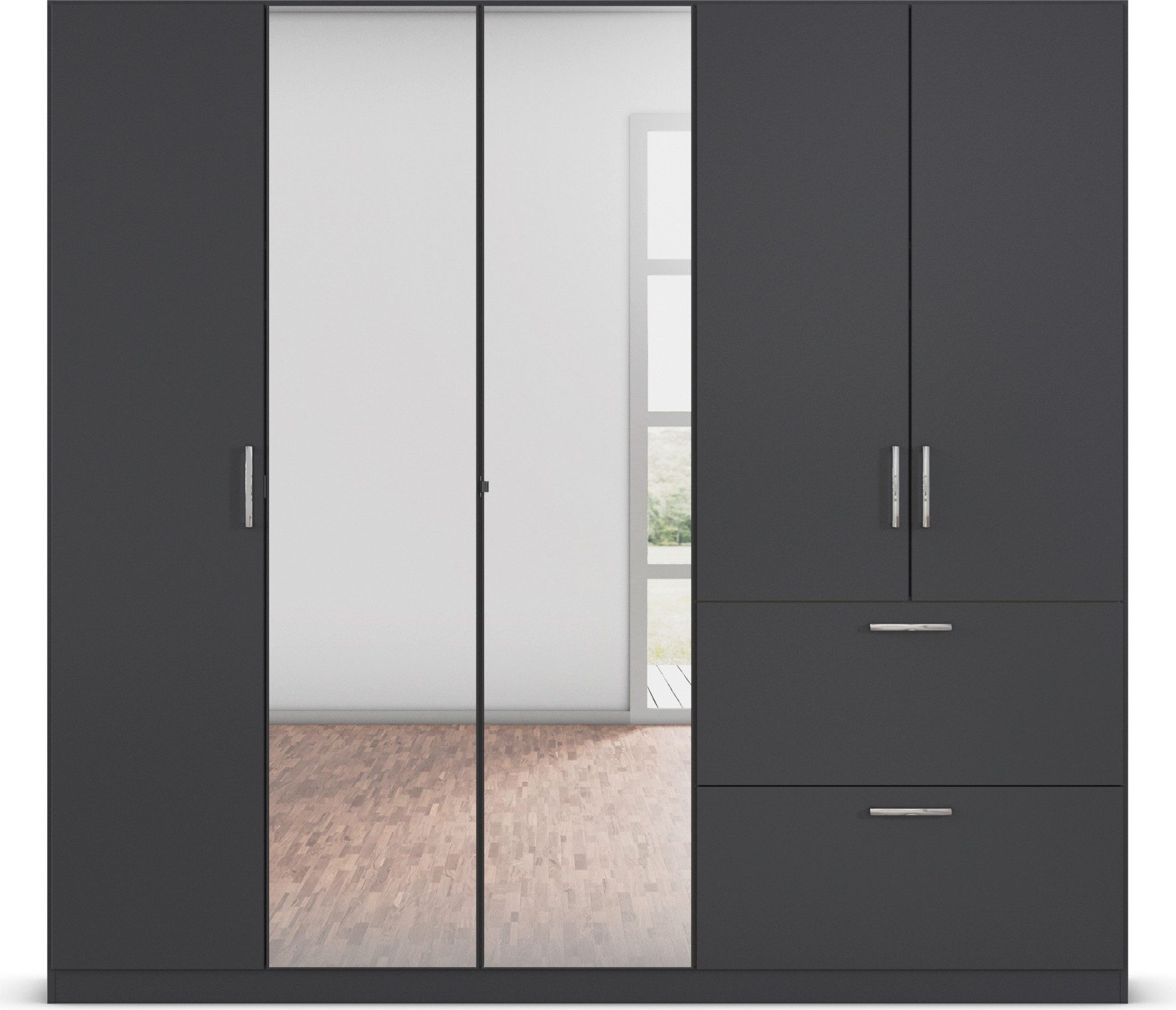 rauch Draaideurkast Kledingkast Kast Garderobe Slaapkamerkast PADUA volledig gemonteerde spiegeldeuren, twee grote lades made in germany