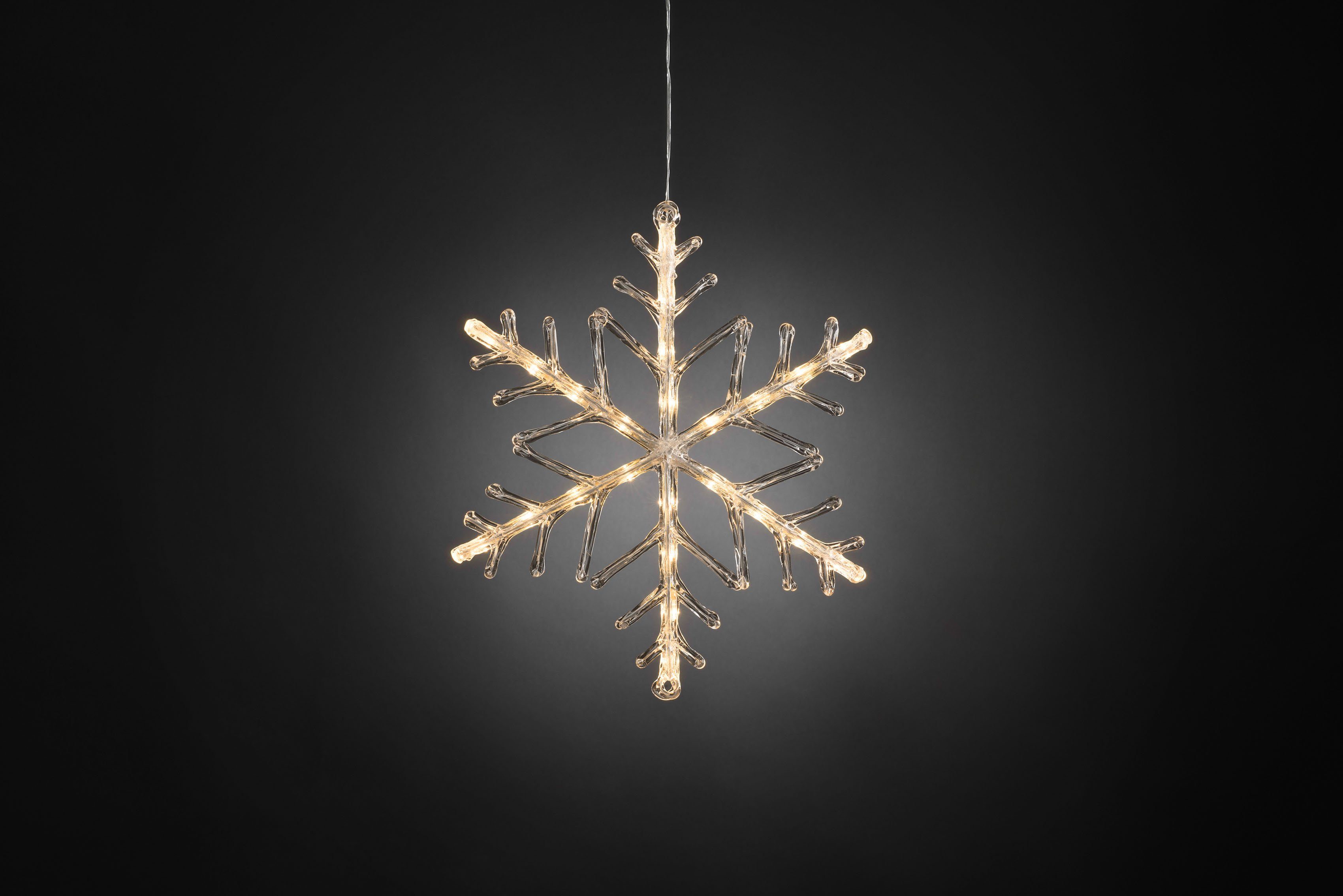 KONSTSMIDE Ledster Led acryl sneeuwvlok, met 6-uurs timer, 24 warmwitte dioden (1 stuk)