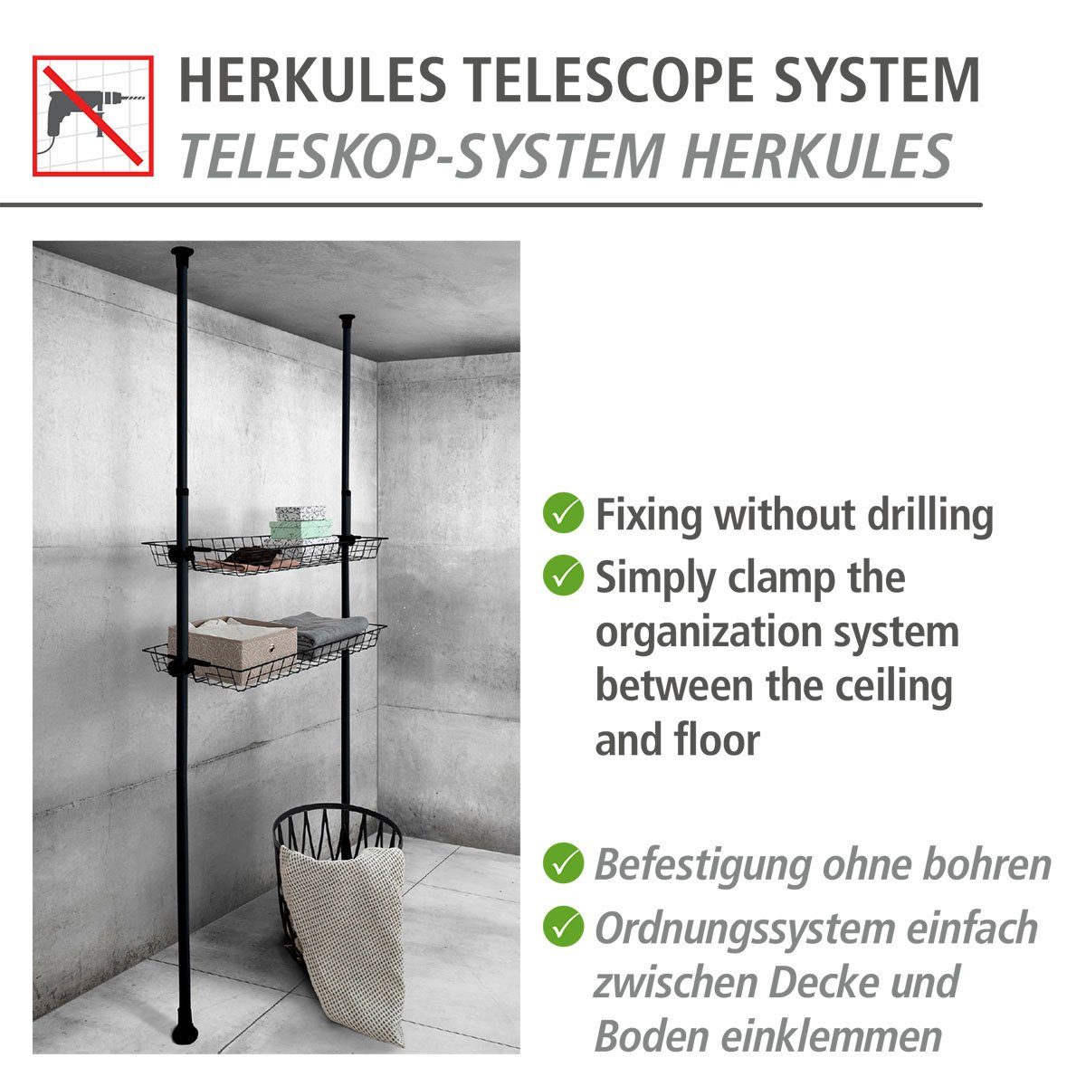 WENKO Kastelement Herkules set van 2, passend bij het telescoop-systeem hercules