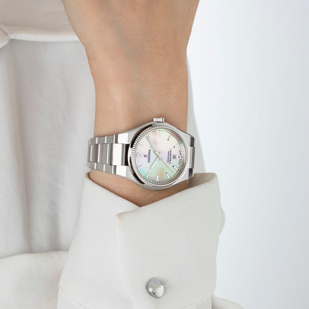 Festina Kwartshorloge Rive Collection Horloge, dameshorloge, Swiss Made, stalen band, analoog, dag