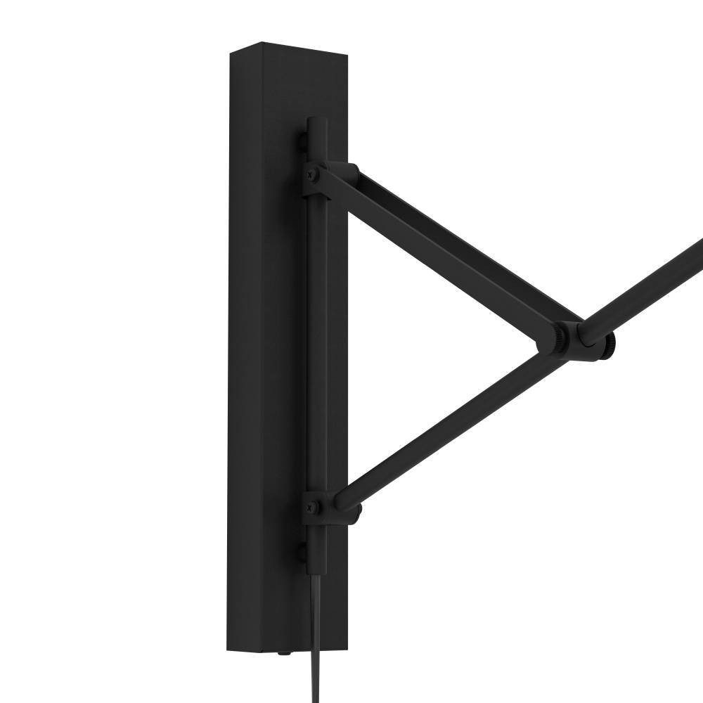 EGLO Wandlamp FORCADET Wandlamp, metaal in zwart, textiel in grijs, leeslamp, E27 fitting (1 stuk)