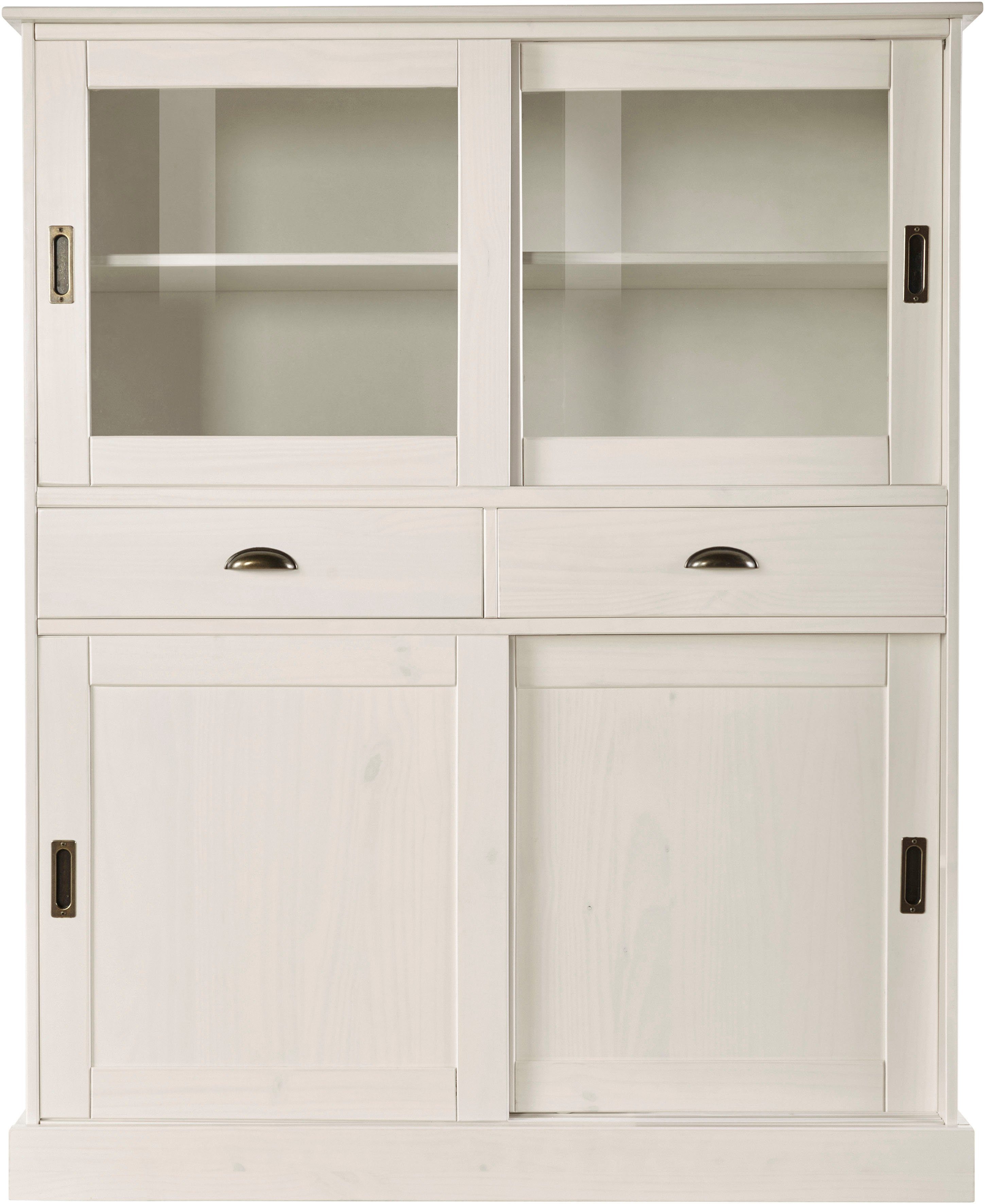 Home affaire Highboard Schröder Vitrine van massief dennenhout, breedte 114 cm