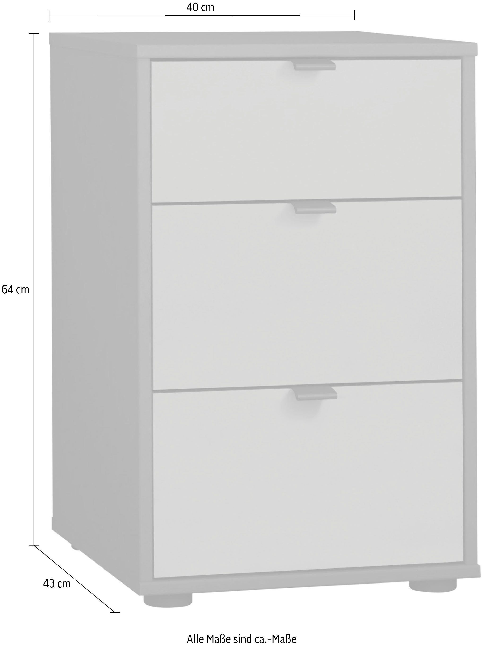 WIEMANN Nachtkastje Nizza voorgemonteerd, met soft-closetechniek en glazen front (set, 2 stuks)