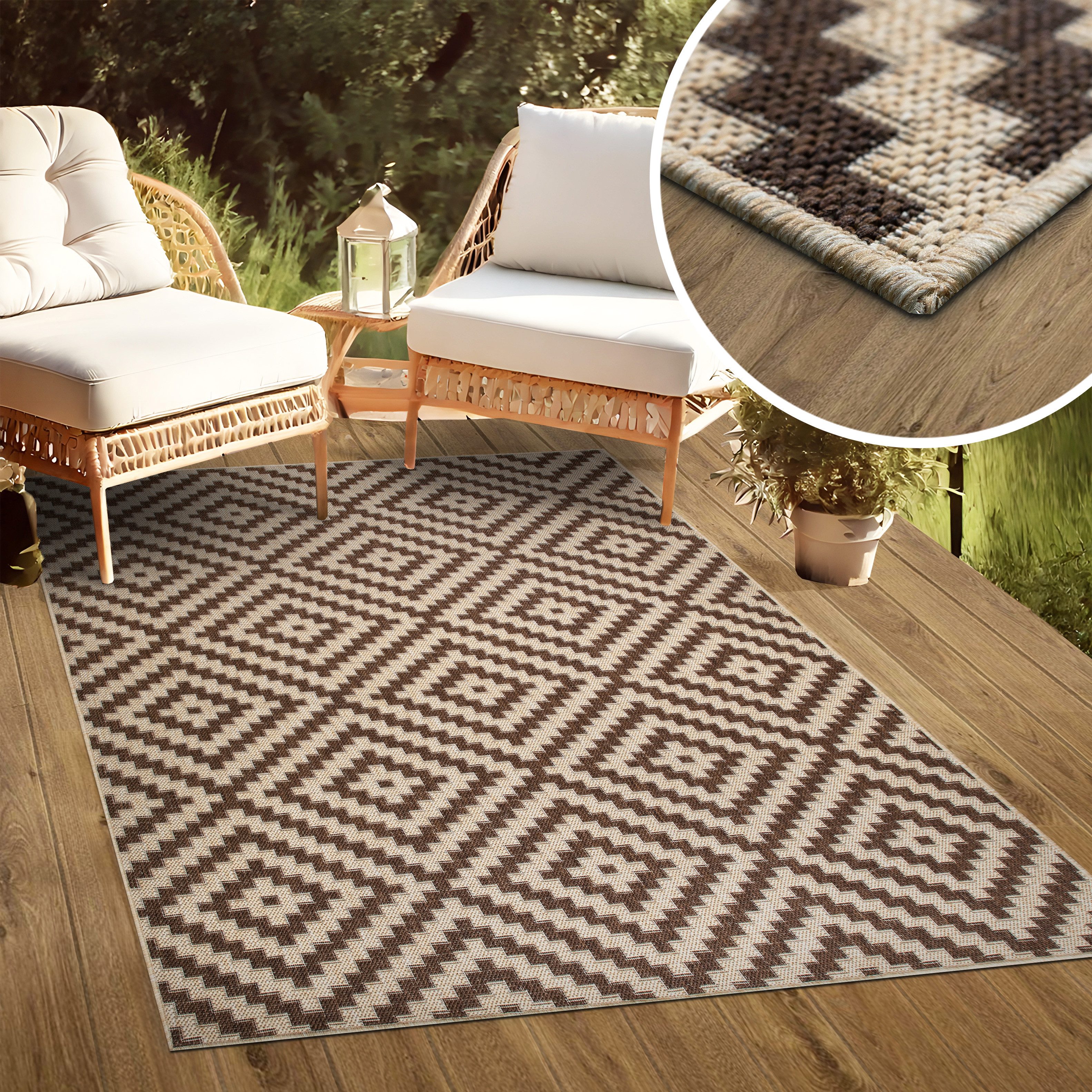 my home Vloerkleed Cordoba is ook als loper verkrijgbaar Geschikt voor binnen en buiten, sisal-look, weerbestendig & uv-bestendig, boho