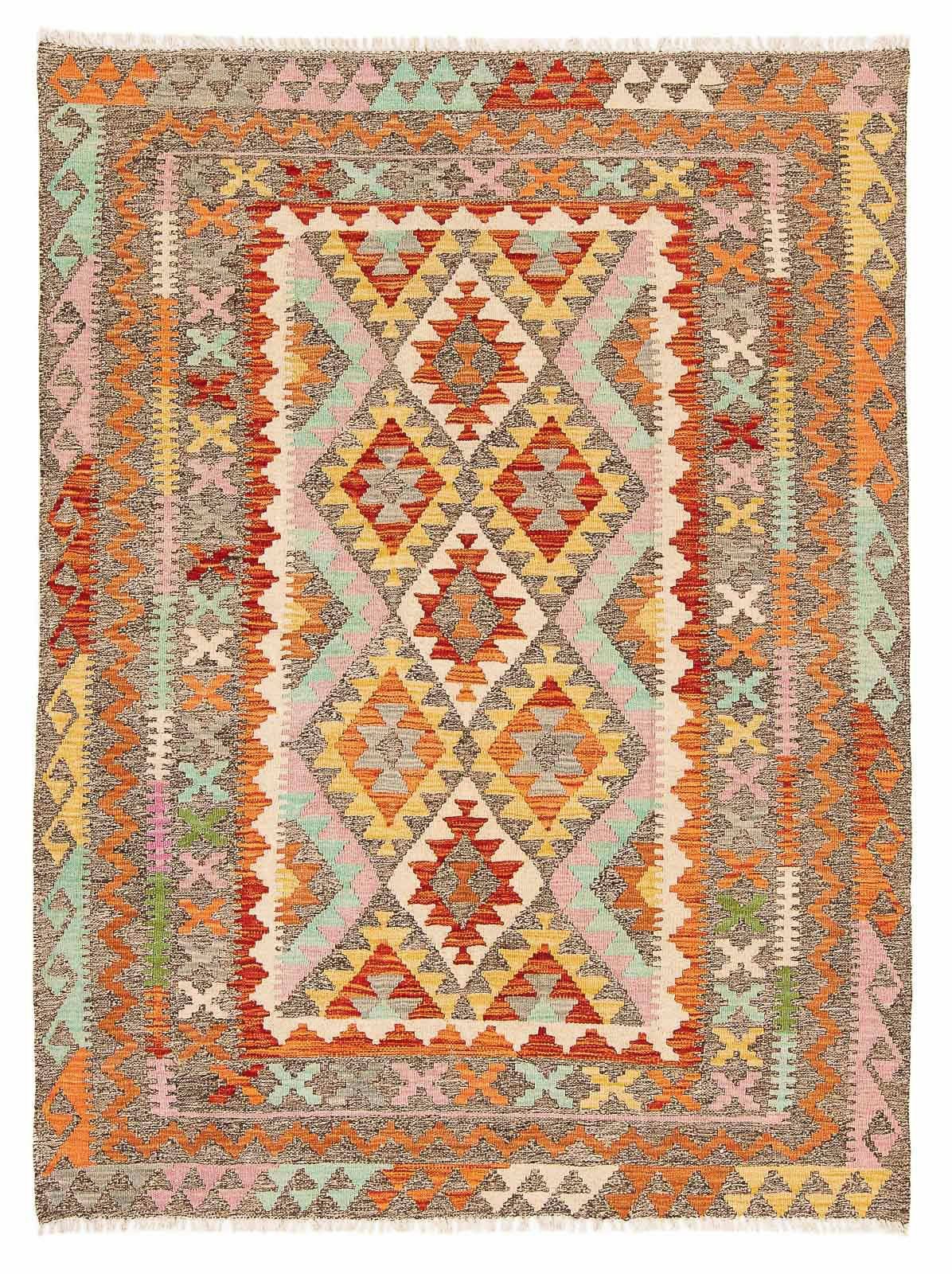 morgenland Wollen kleed Kelim Maimene Nomadisch 195 x 155 cm Omkeerbaar tapijt