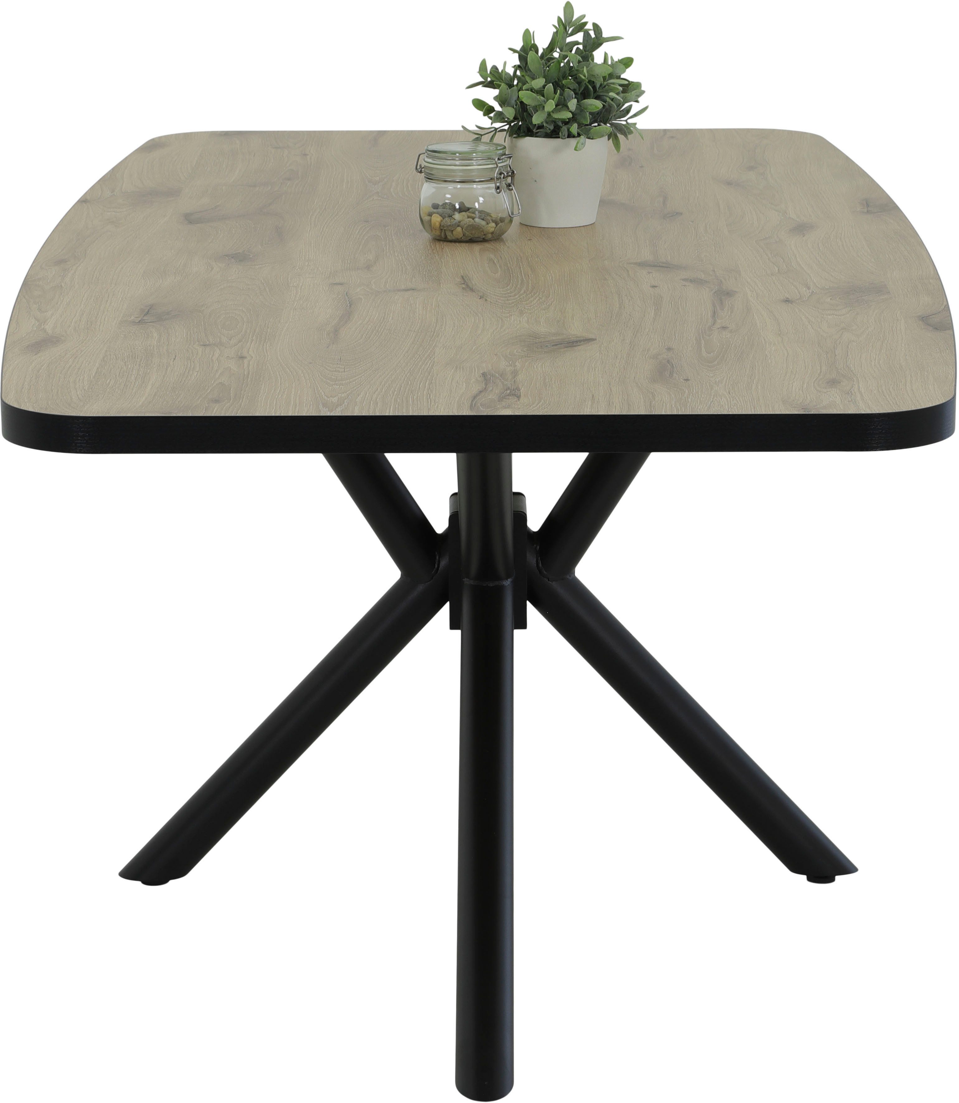 HELA Eettafel Jana ABS-kant, melamine, bootvormig, verdubbeld, breedte 180 cm (1 stuk)