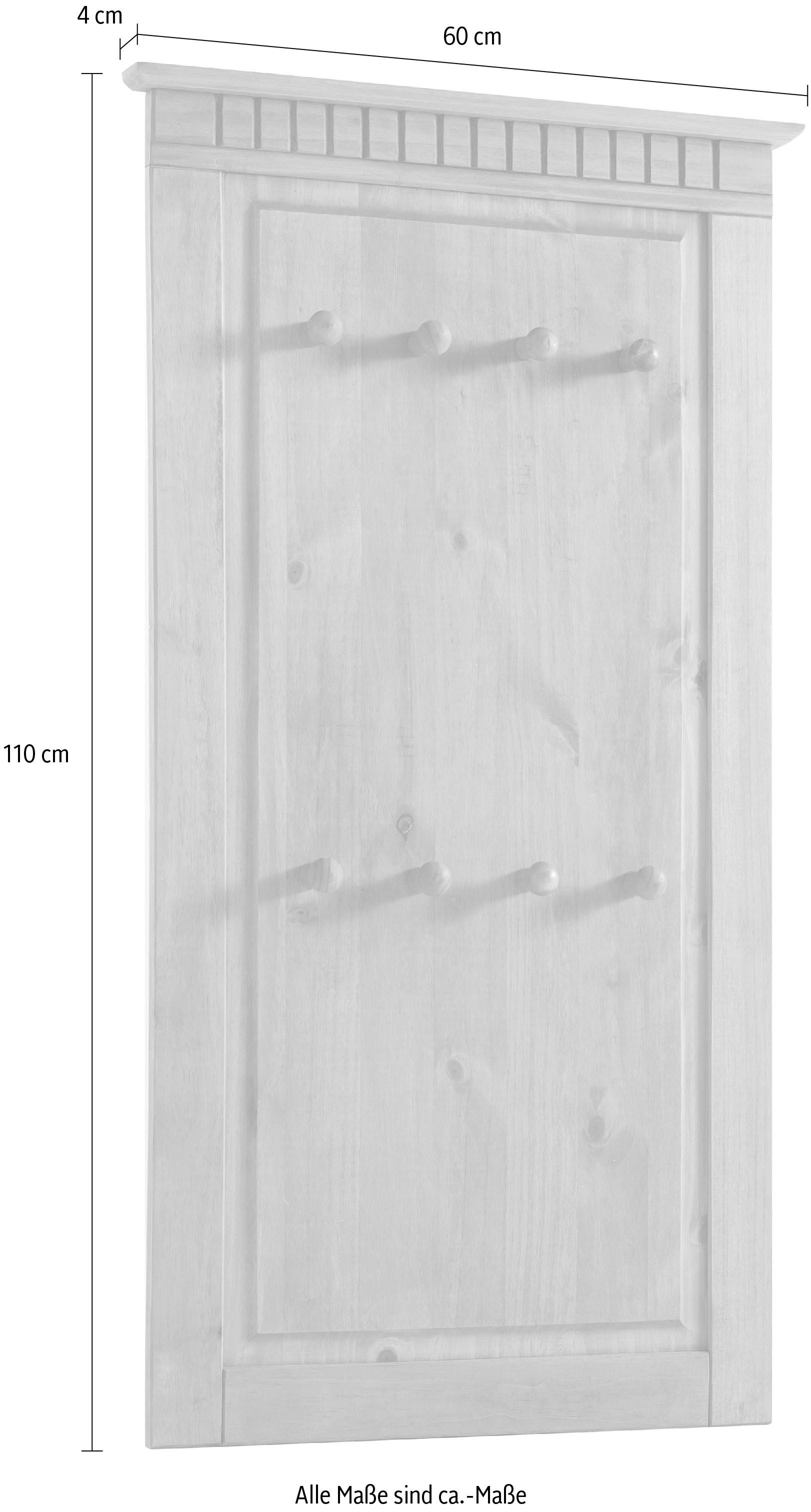 Home affaire Kapstokpaneel Lisa van massief grenenhout, hoogte 110 cm, breedte 60 cm