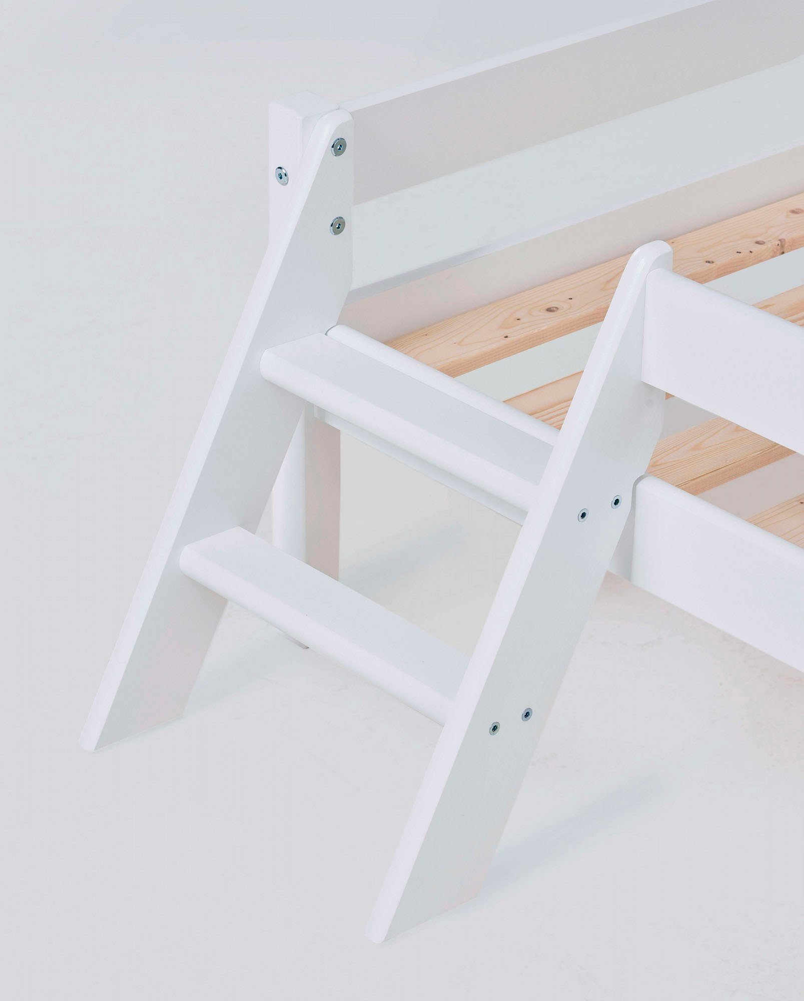 Lüttenhütt Kinderbed ECO One Kinderbed met valbeveiliging en ladder, keuze uit 3 kleuren en matrassen