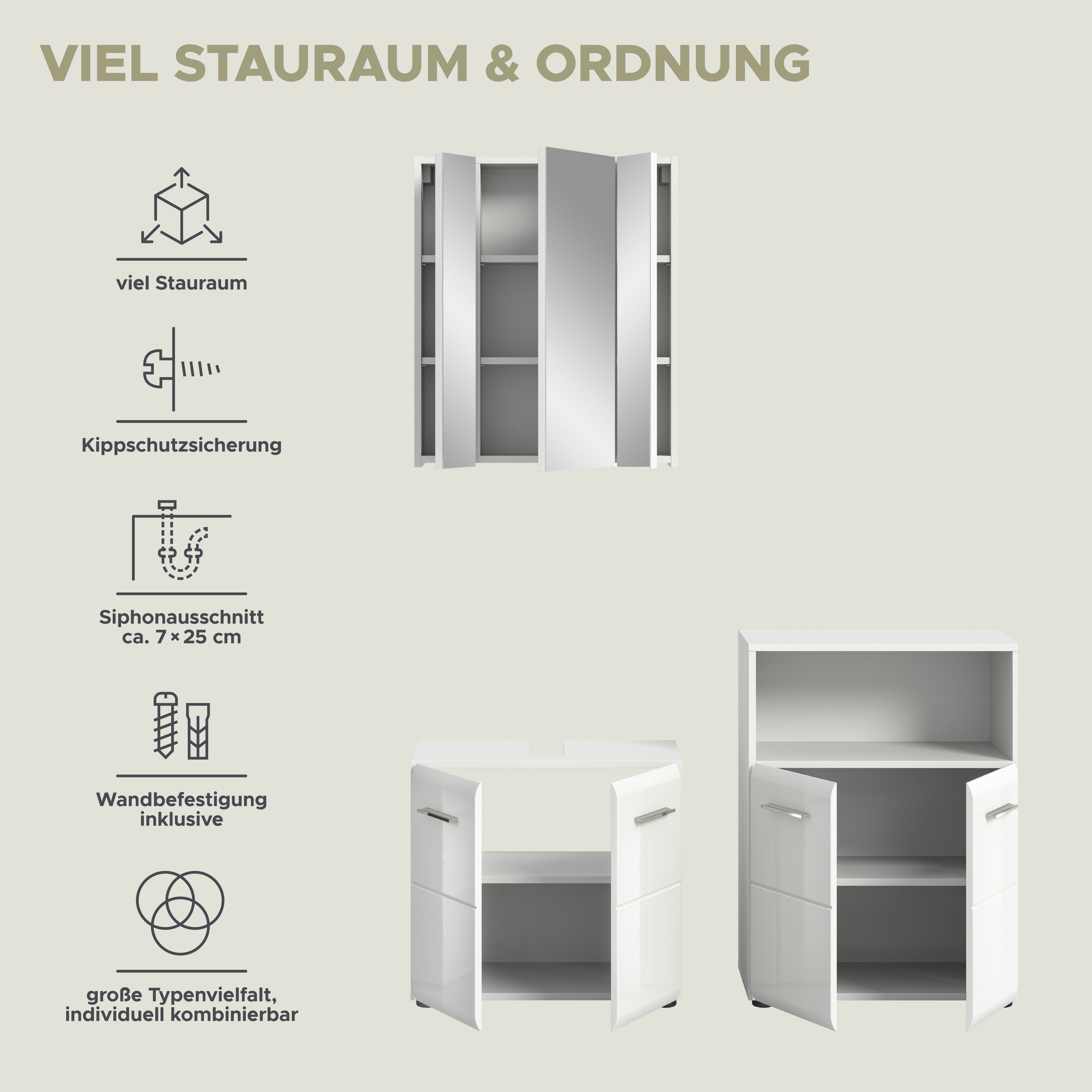 INOSIGN Badmeubelset FLORENZ, TOPSELLER!, 3-delige badcombinatie, hoogwaardige MDF-front