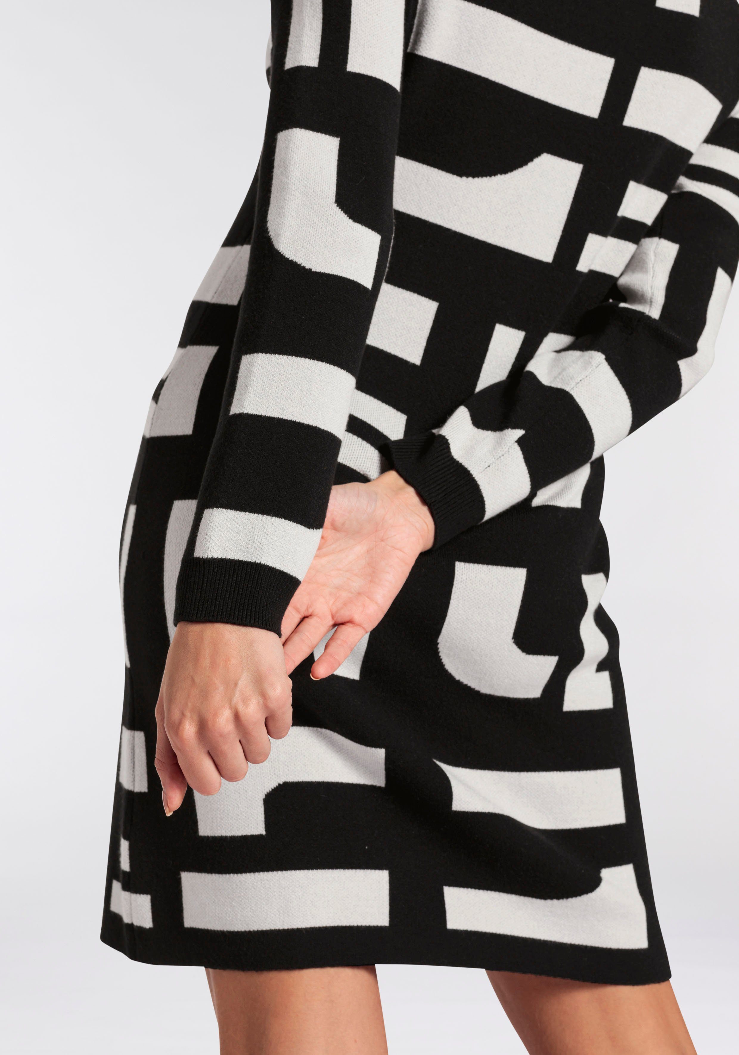 Boysen's Gebreide jurk met modieus all-over grafisch patroon nieuwe collectie