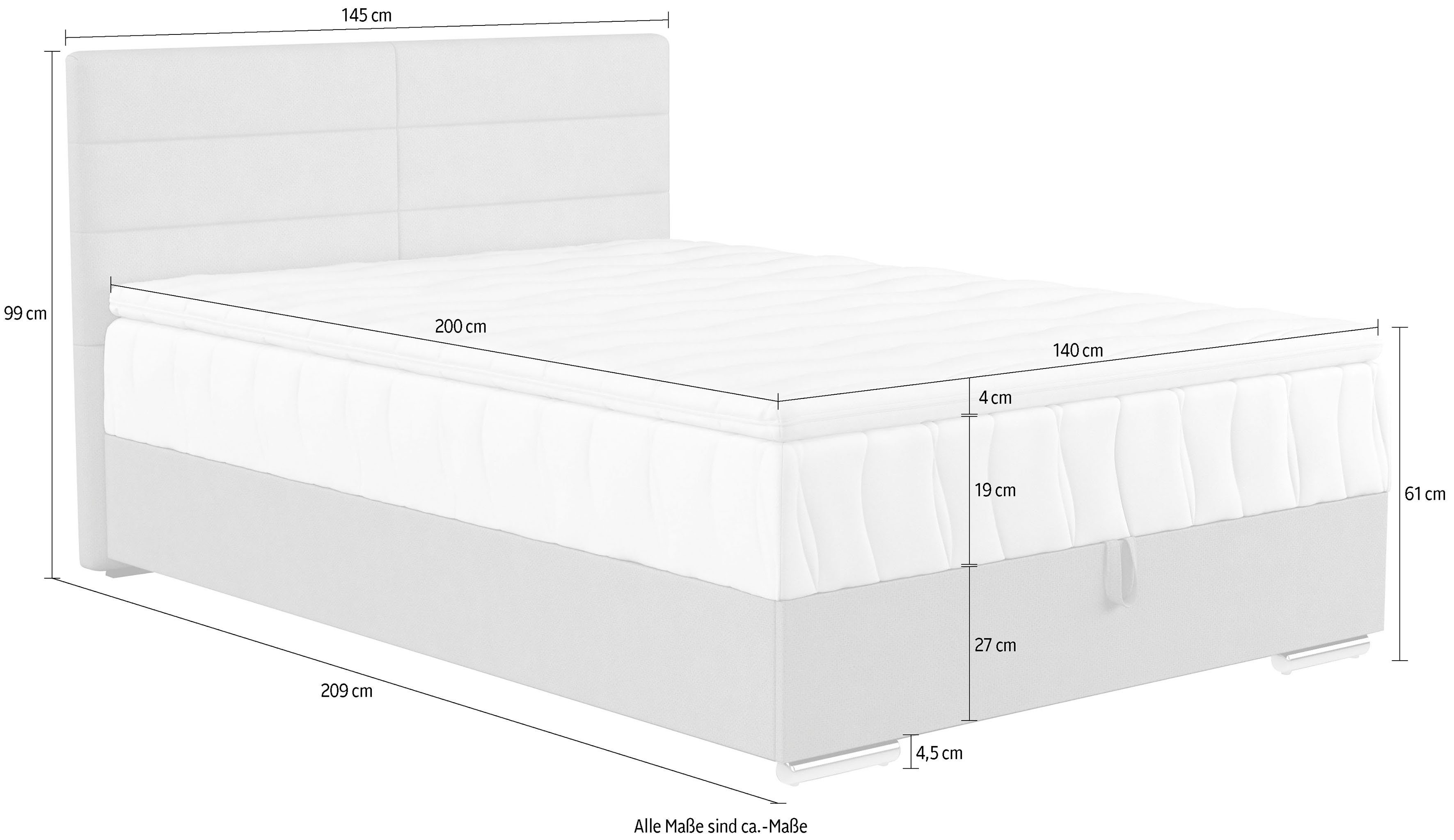 COTTA Boxspring Tom met bedkist, topmatras en sierkussen