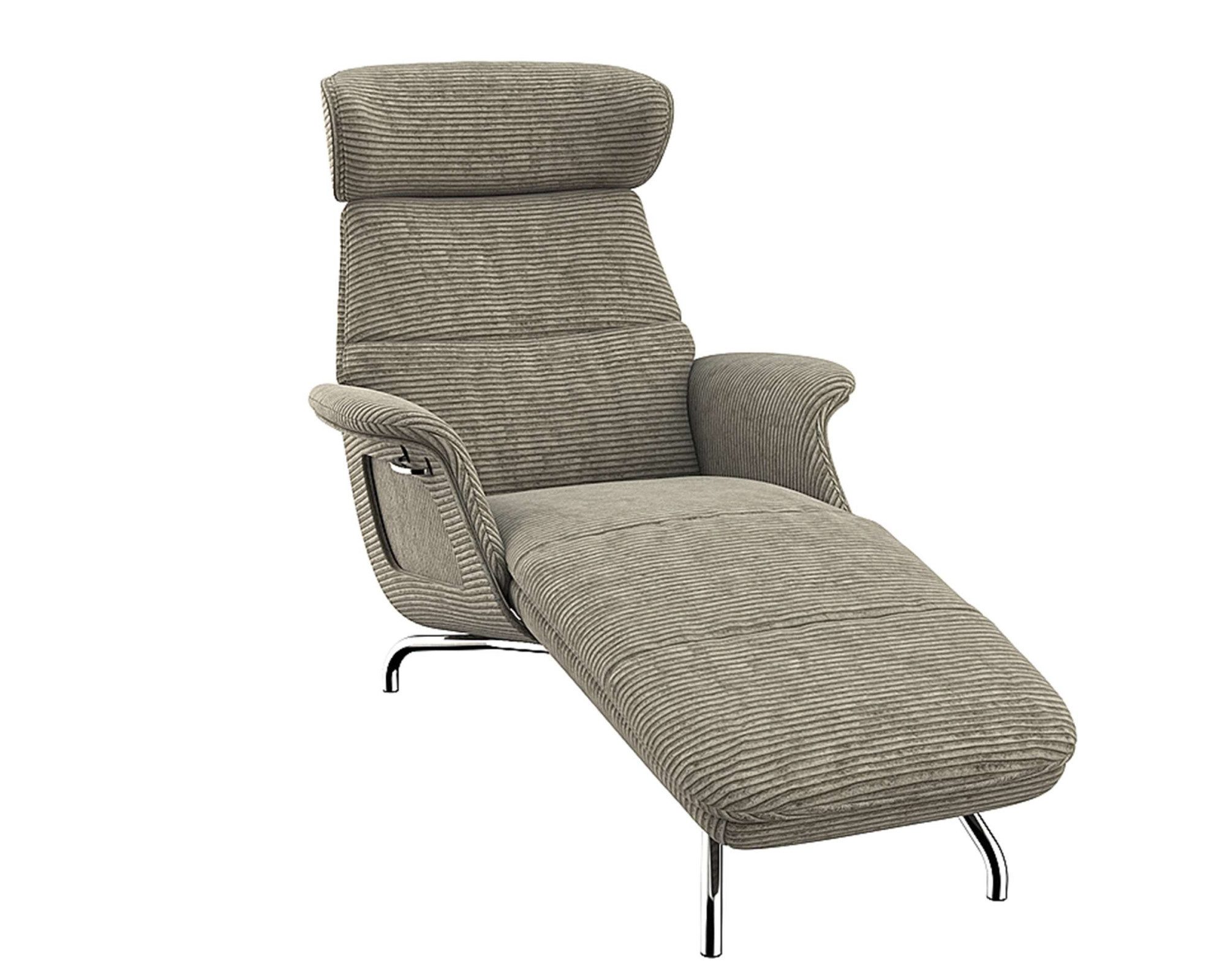 FLEXLUX Loungestoel Clement chaise longue, relaxstoel, ligstoel Rug- en hoofdsteunverstelling, armleuning, walnoot, voet van aluminium