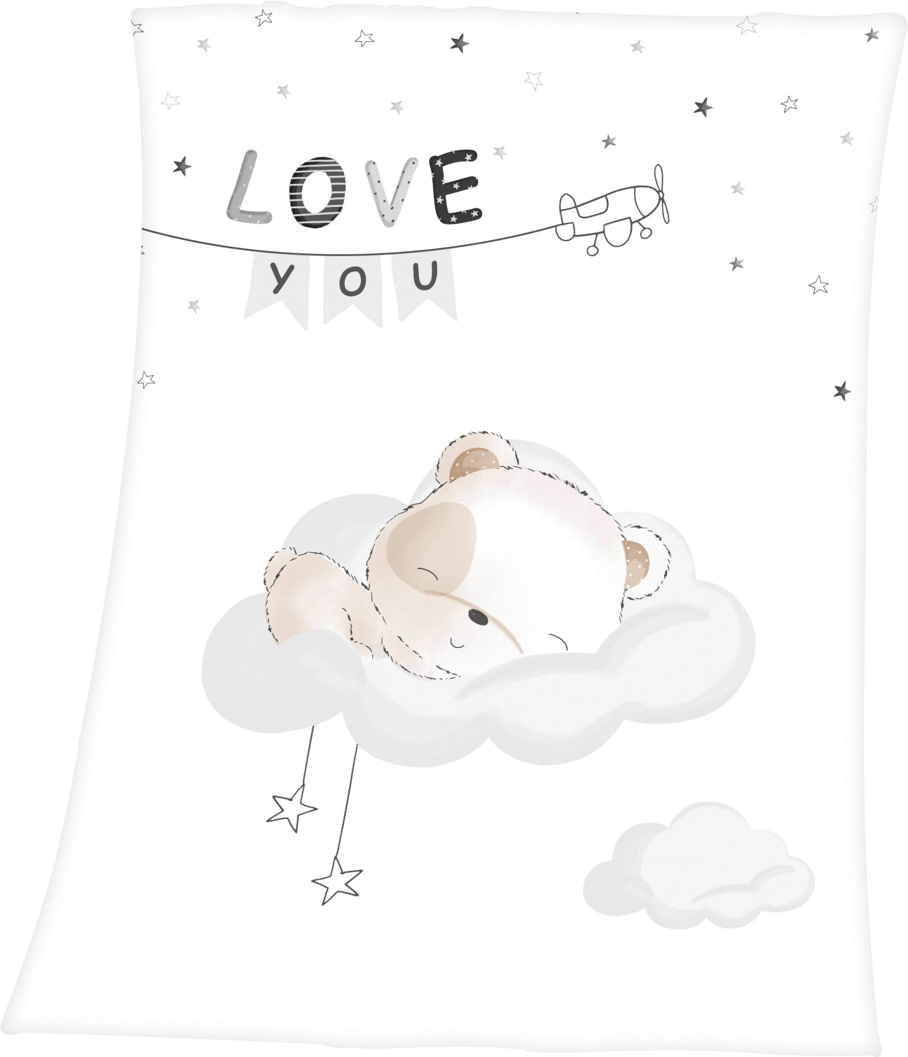 Baby Best Babydeken Sleeping little bear met schattig teddy-dessin en opschrift, knuffeldeken