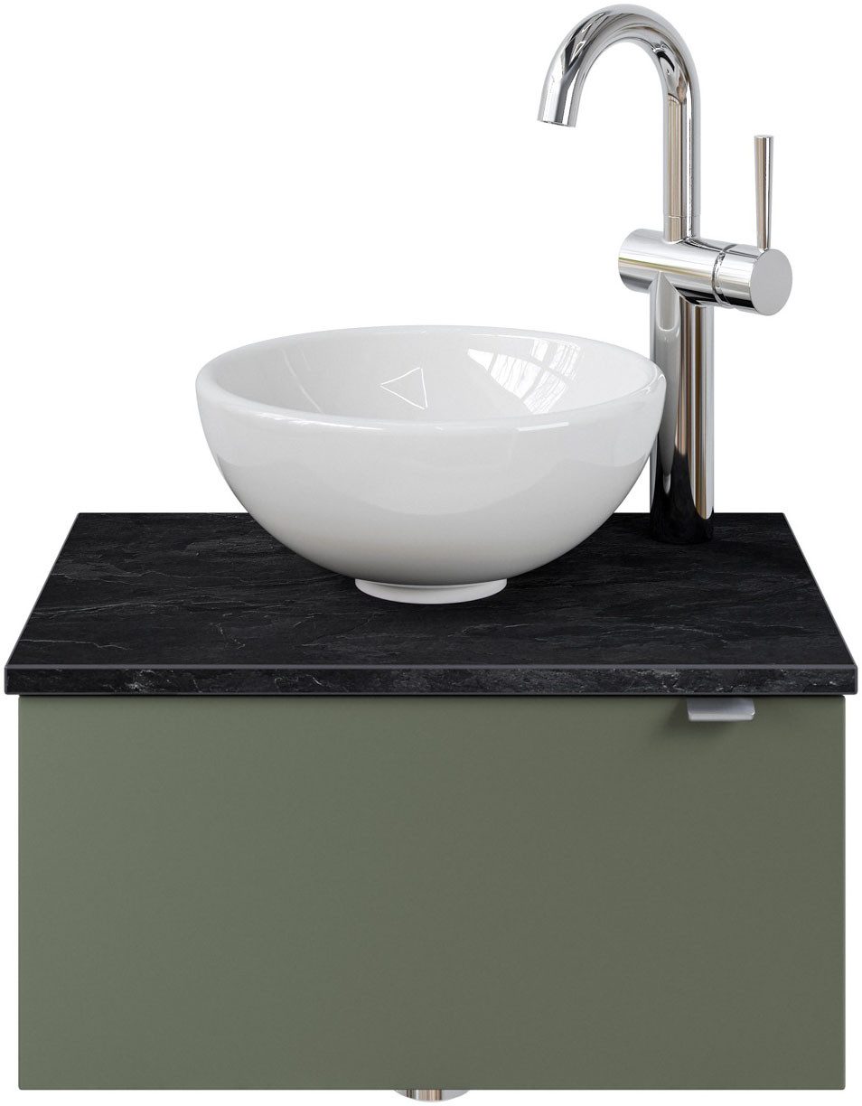 Saphir Wastafelonderkast Serie 6915 wastafel met onderkast voor gastenbadkamer, tweede toilet (3-delig) wastafelmeubels groen