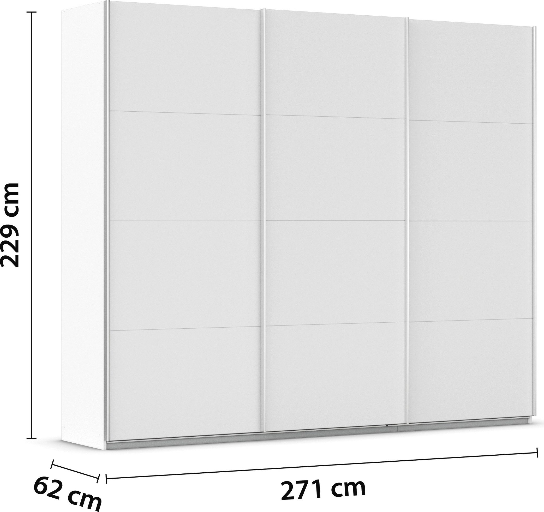 rauch Schuifdeurkast Kledingkast kast garderobe AGORDO met decor- of hoogglansfront doordachte binnenuitrusting, in 4 breedtes en 2 hoogtes made in germany