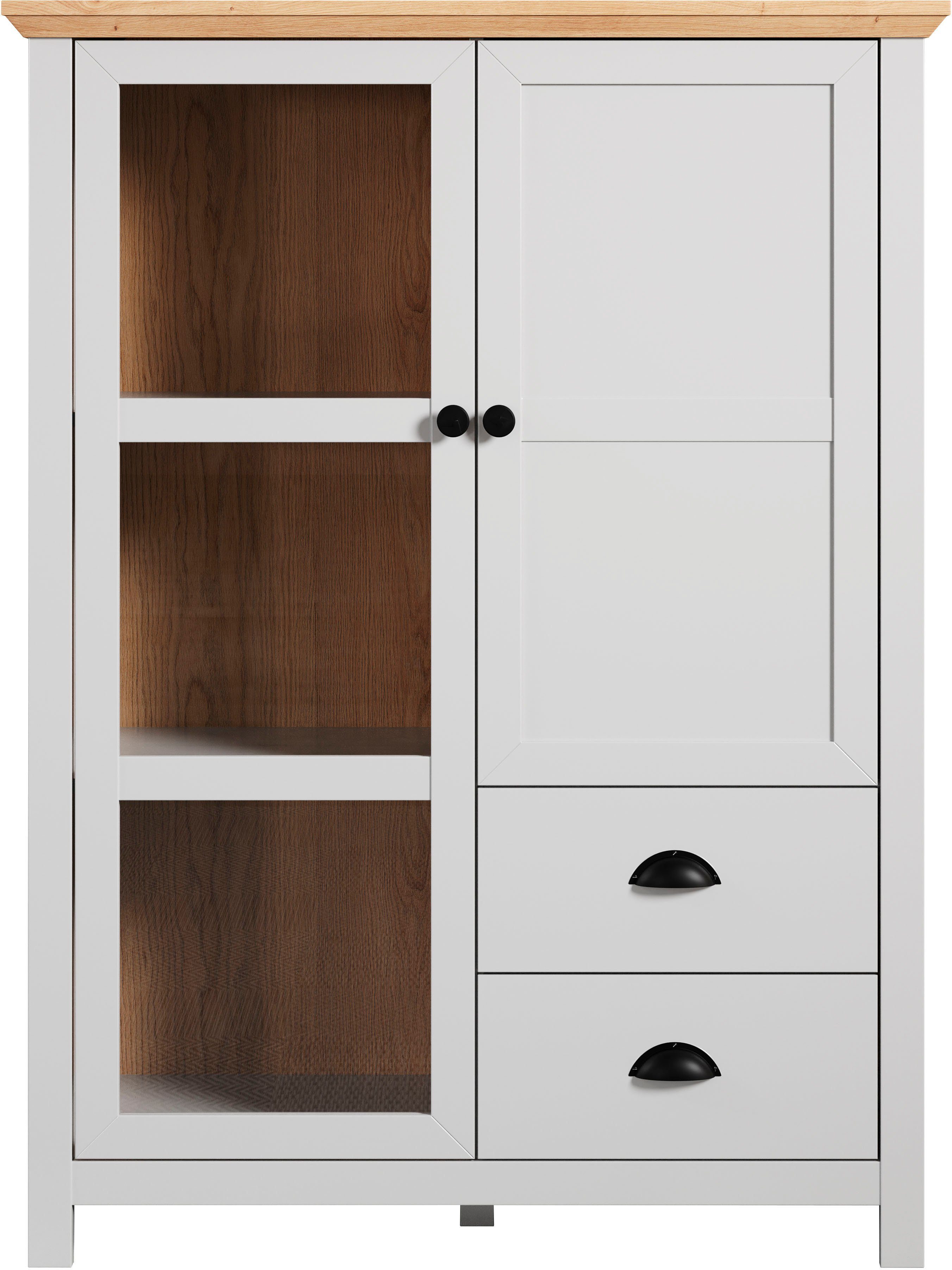 home affaire highboard herzwill breedte 97 cm, hoogte 130 cm, bergruimte, deuren en romp, mat grijs grijs