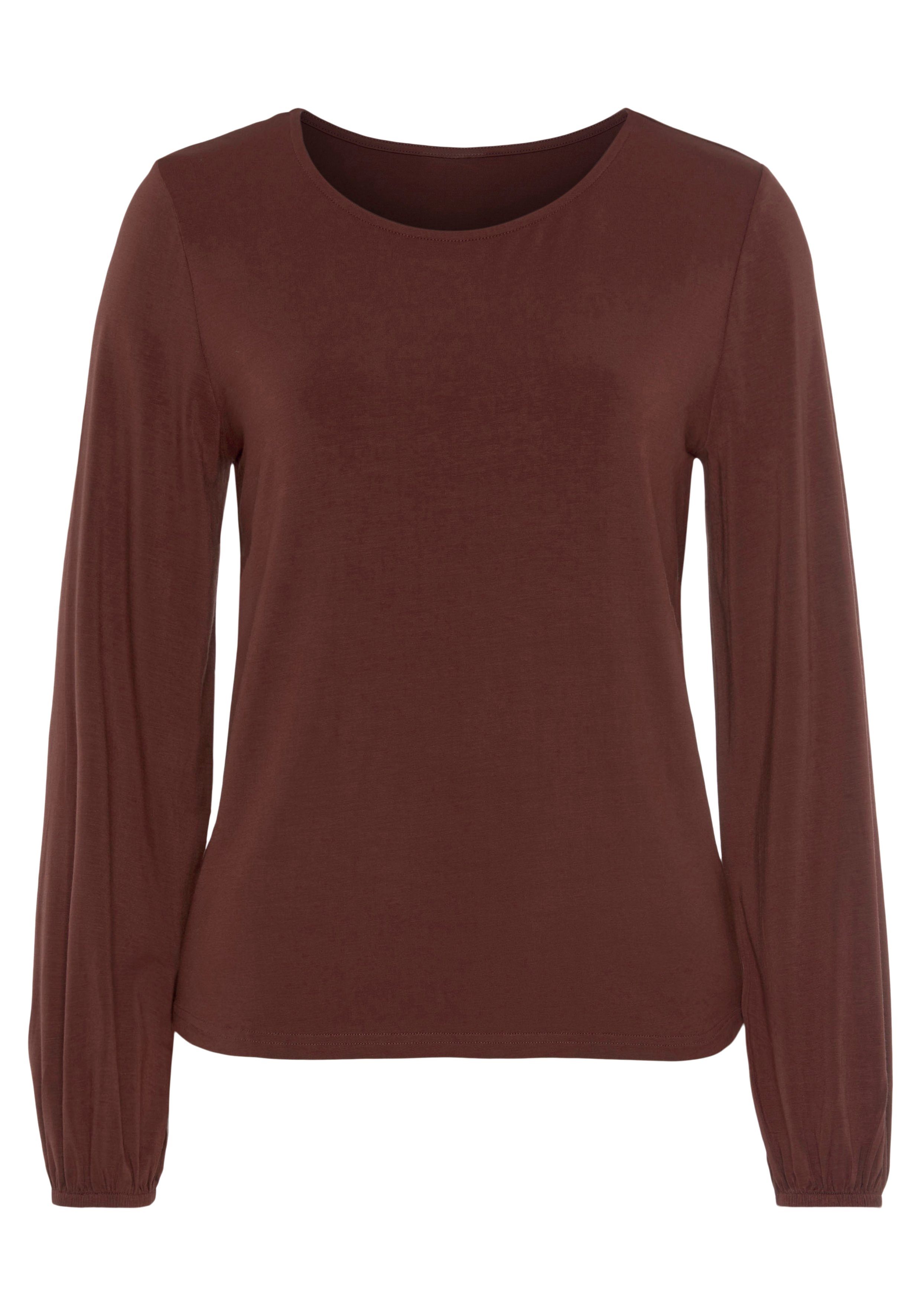 Lascana Shirt met lange mouwen Met wijde mouwen van zachte viscose-stretch (2-delig, Set van 2)