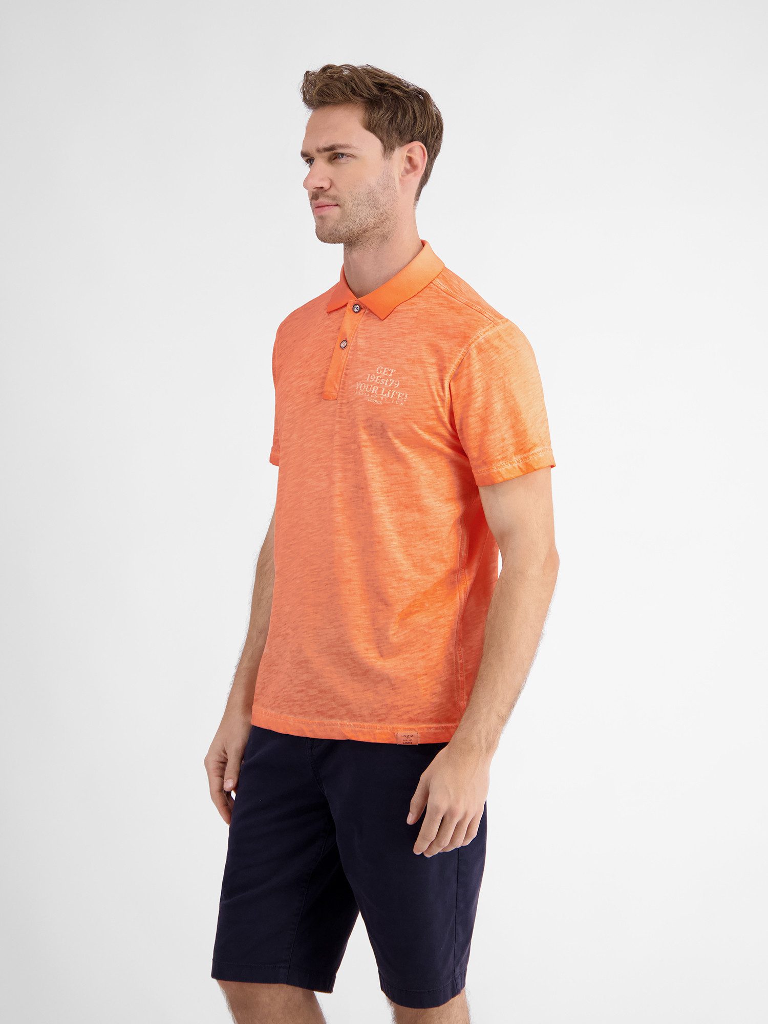 Lerros Poloshirt LERROS poloshirt met casual borstprint
