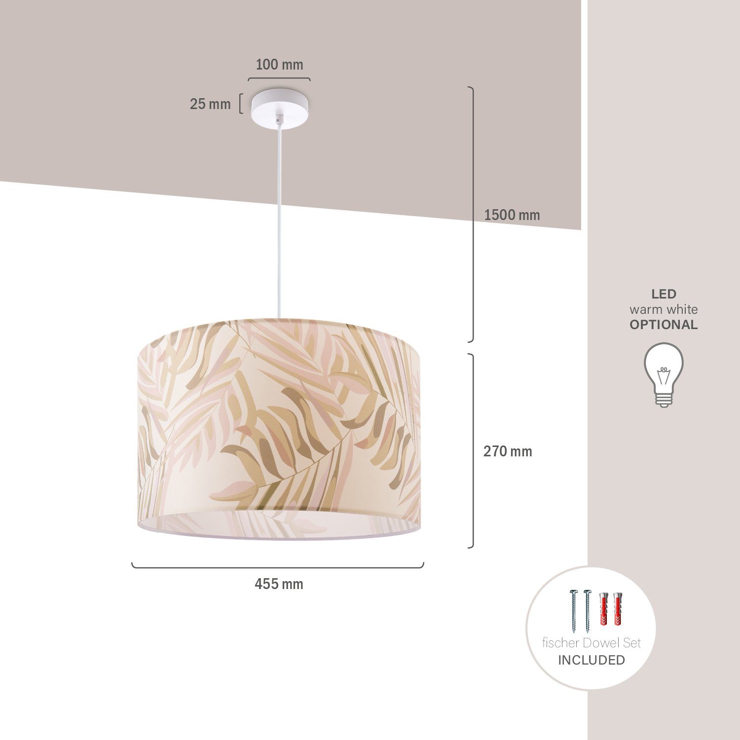Paco Home Hanglamp Kuba 126 Lampenkap eettafel hanglamp woonkamer kinderkamer palm