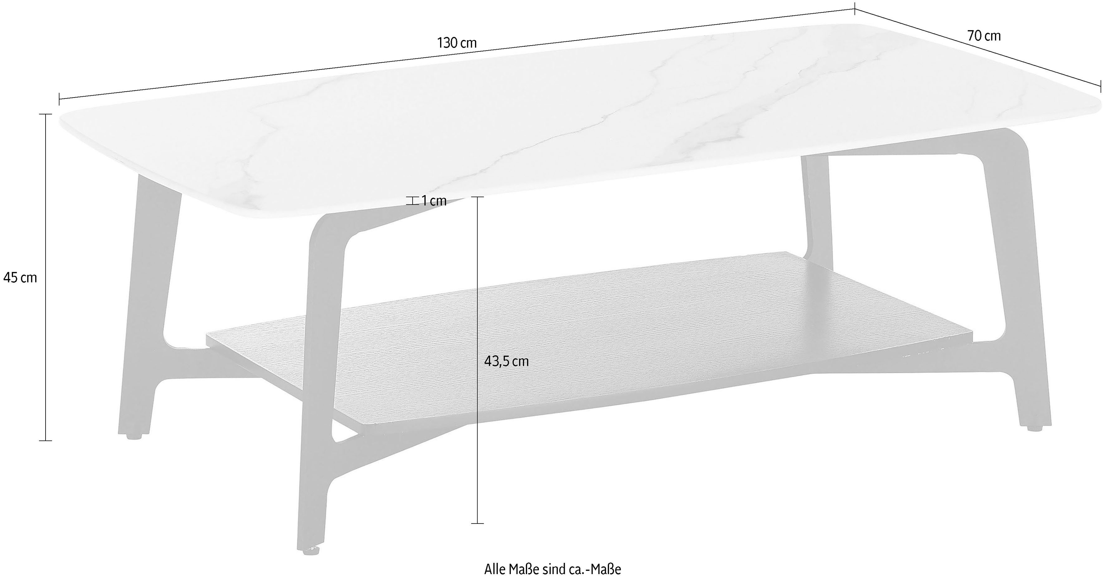 Stolkom Salontafel ISA 130 cm keramiek wit gemarmerd