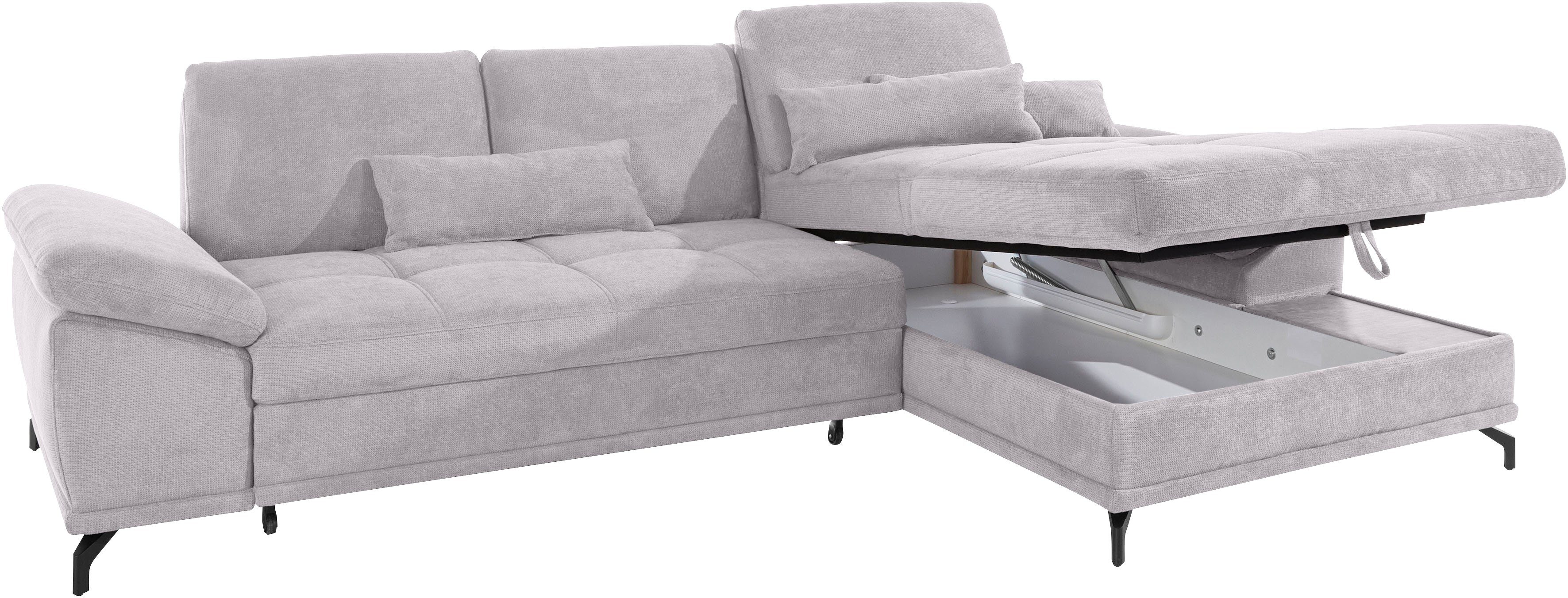 Places of Style Hoekbank Costello L-vorm, met zitdiepteverstelling, armleuningverstelling en