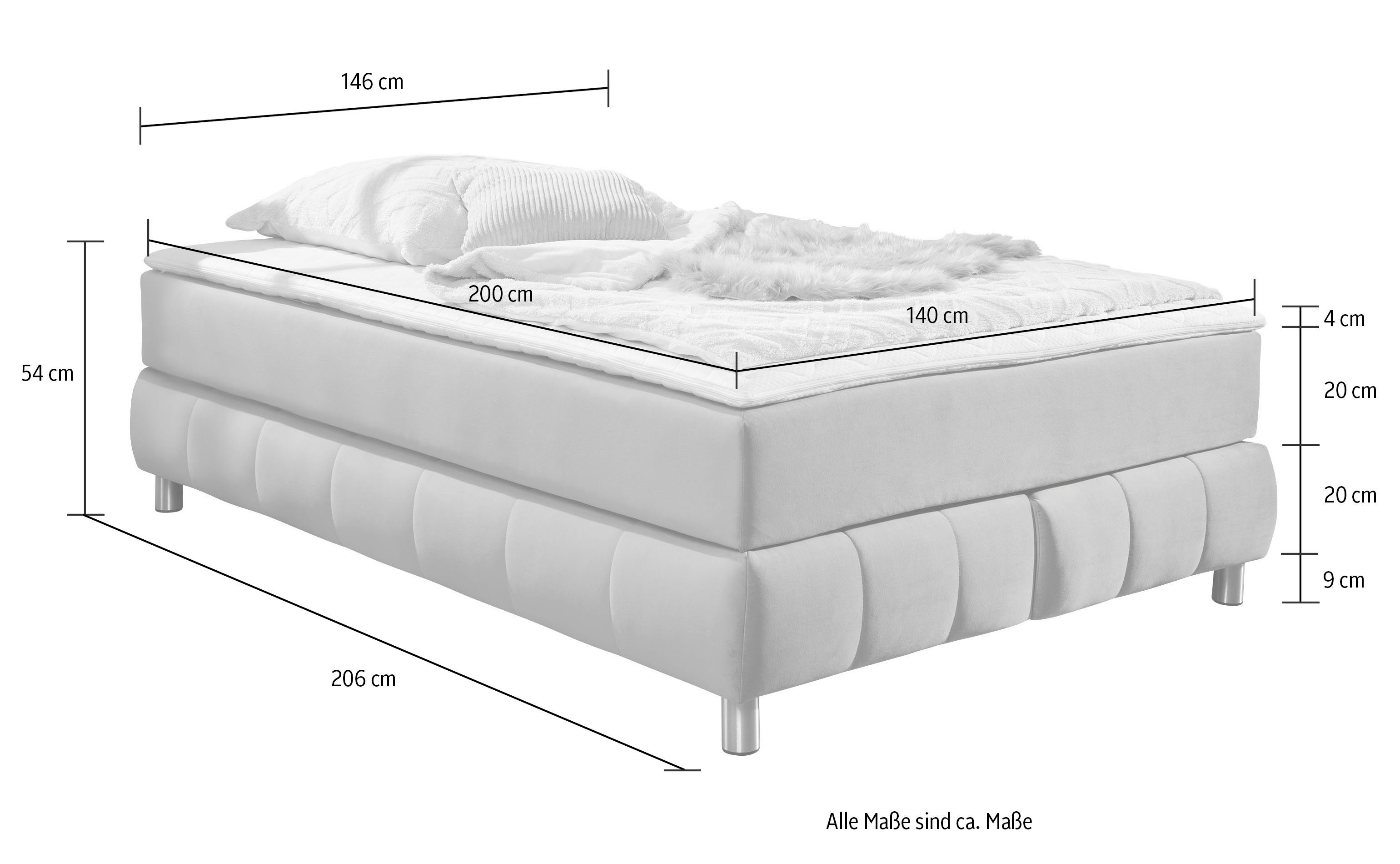 andas Boxspring Salo Zonder hoofdbord, incl. matrastopper, ook in extra lange versie 220 cm verkrijgbaar