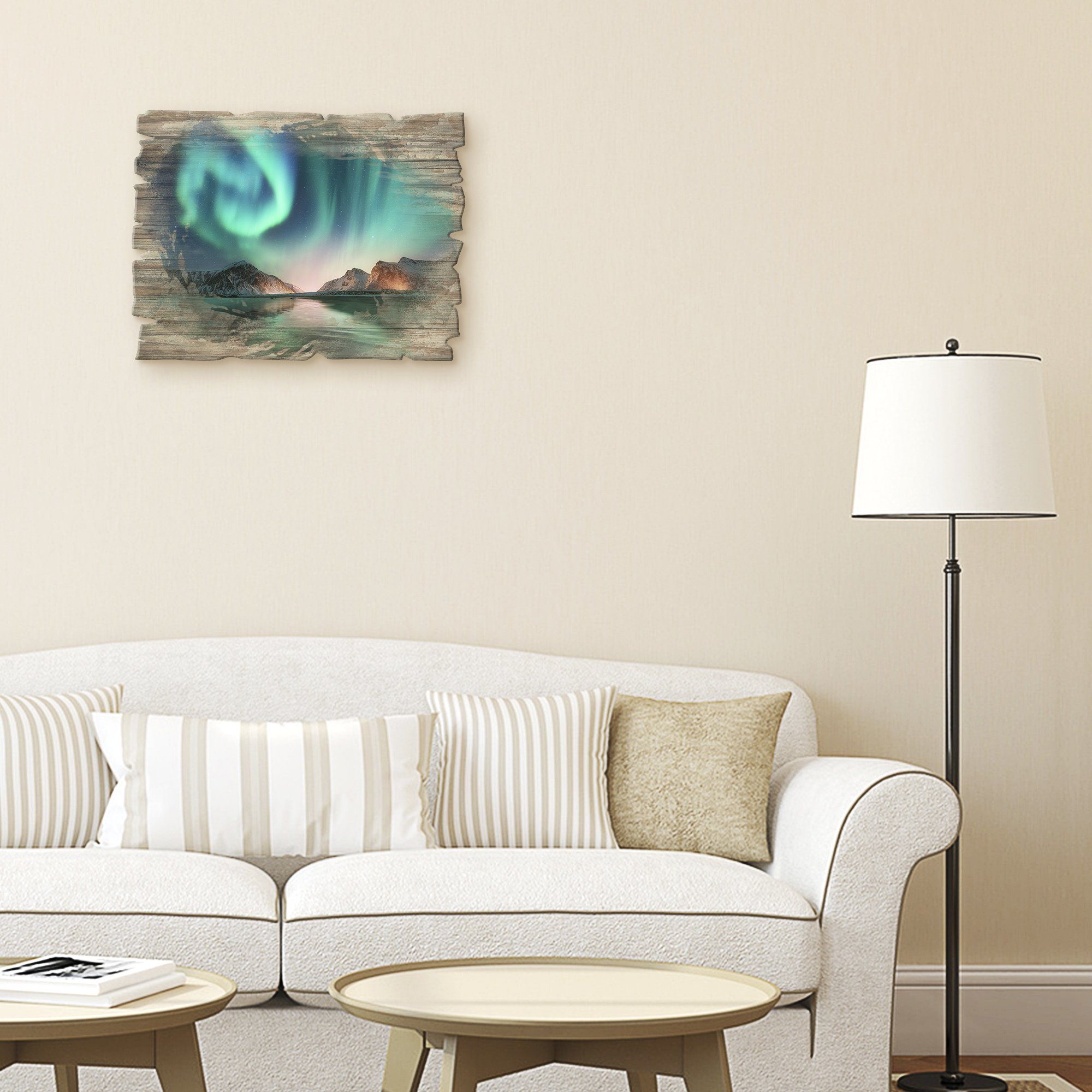 Artland Artprint op hout Auroraborialis - noordelijk Poollicht