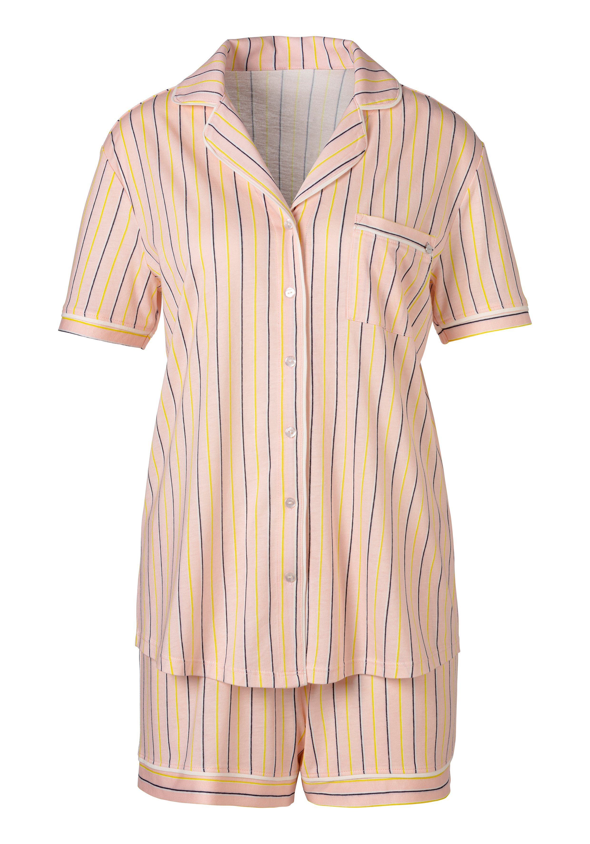 s.Oliver RED LABEL Beachwear Shortama met knoopsluiting en borstzak (2-delig)
