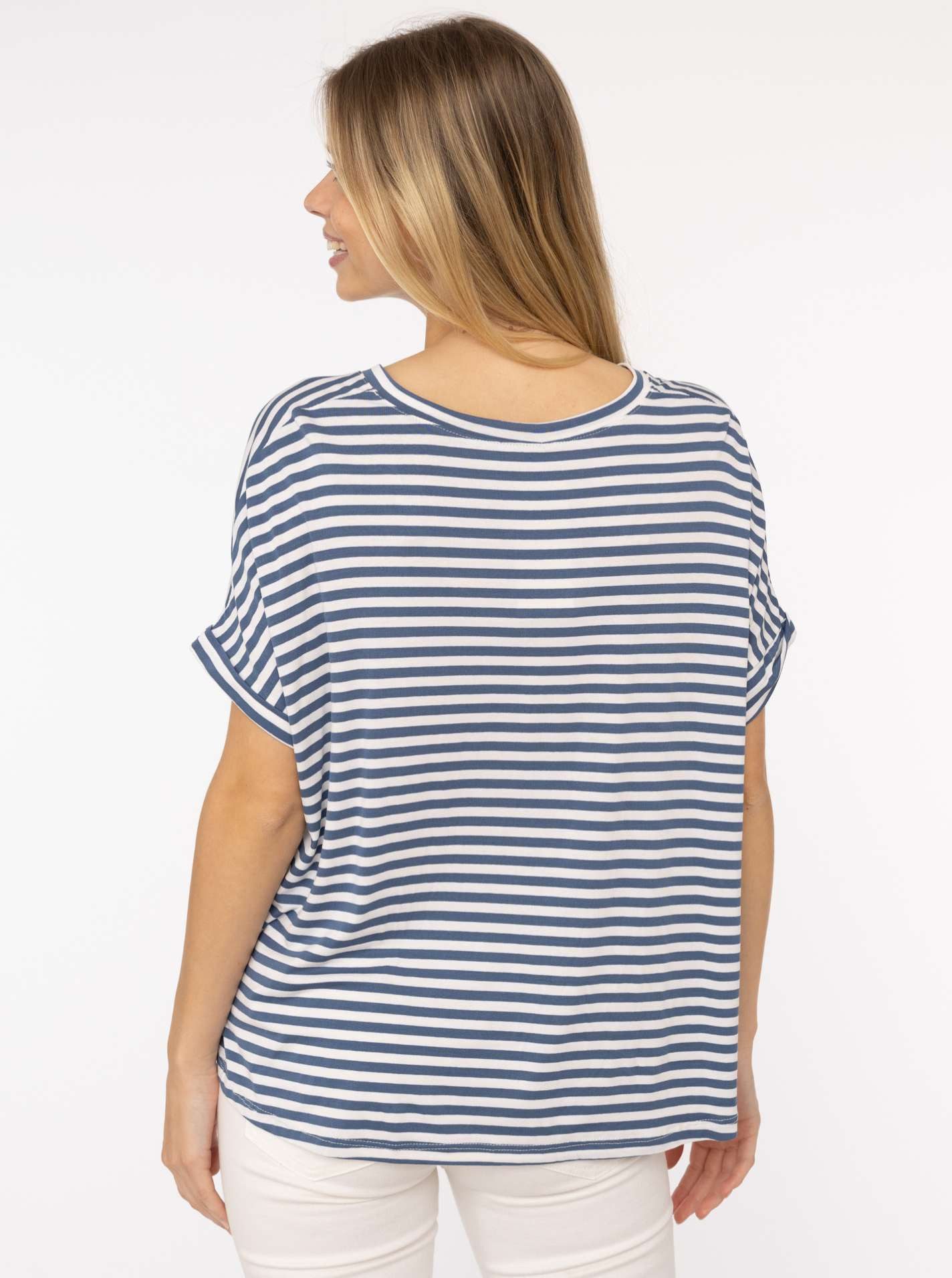 Zwillingsherz T-shirt Maritieme strepen met hoog viscosegehalte, one size