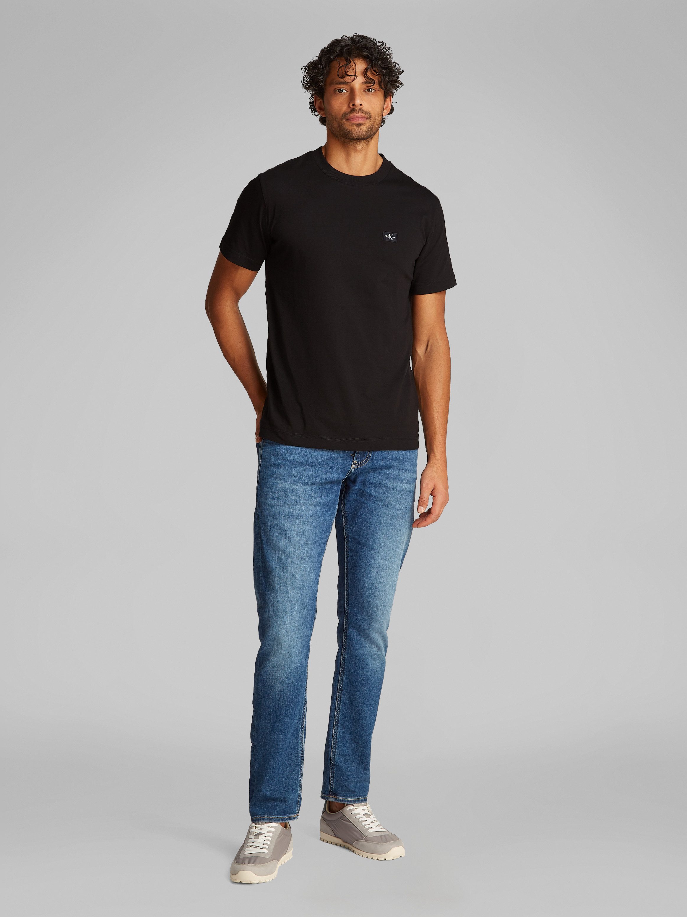 Calvin Klein Shirt met ronde hals WOVEN LABEL REGULAR TEE