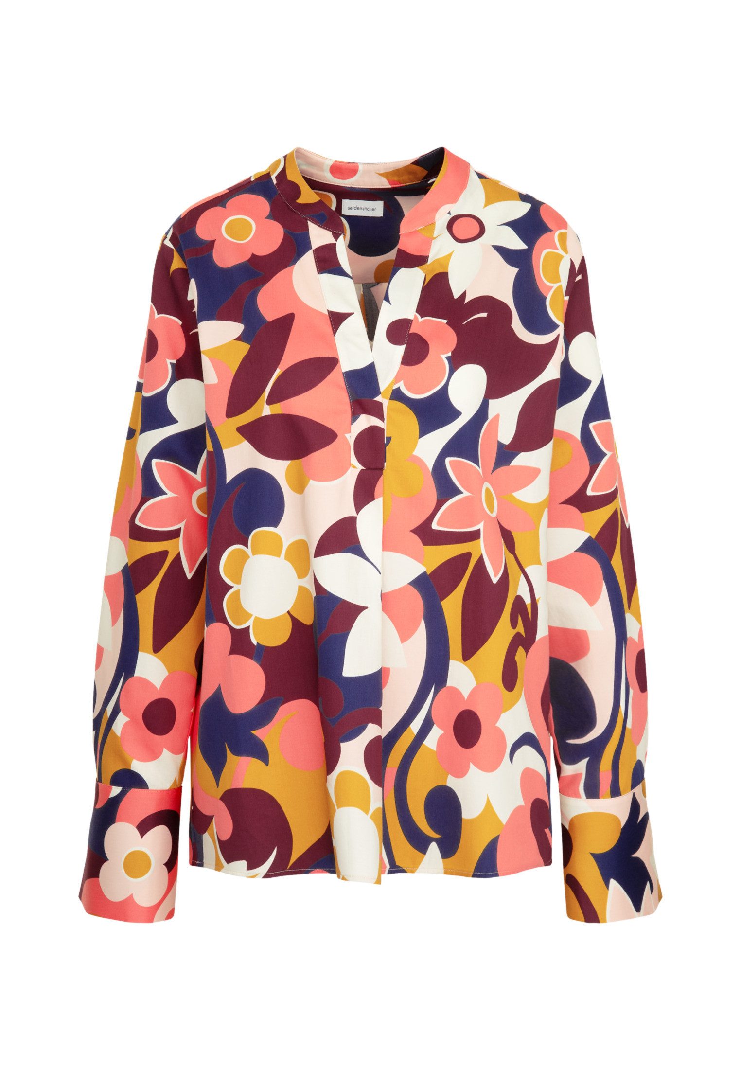 seidensticker Klassieke blouse Zwarte roos Tuniek bloemmotief