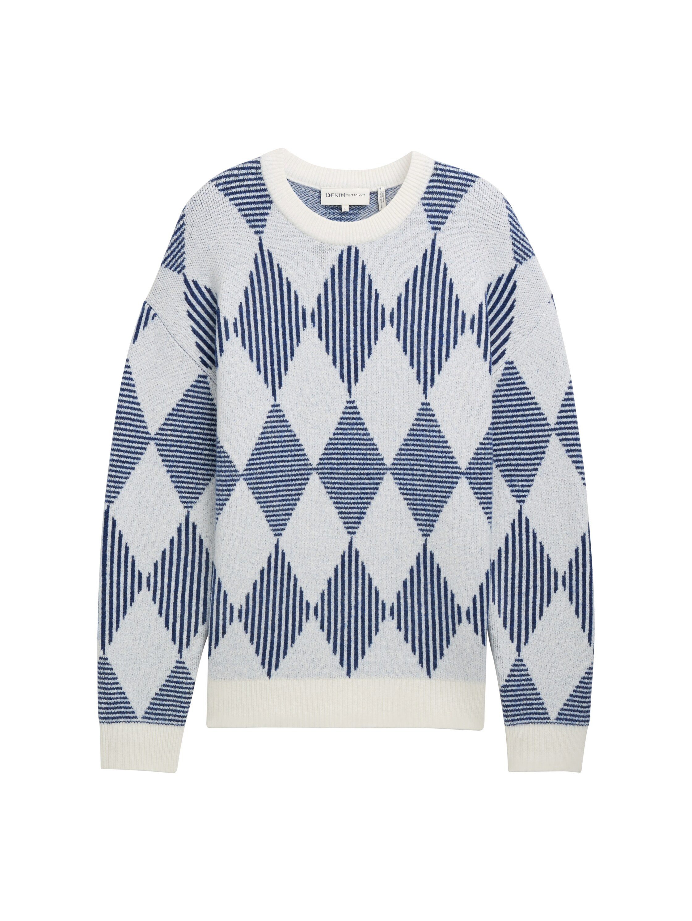 Tom Tailor Denim Trui met ronde hals met argyle patroon