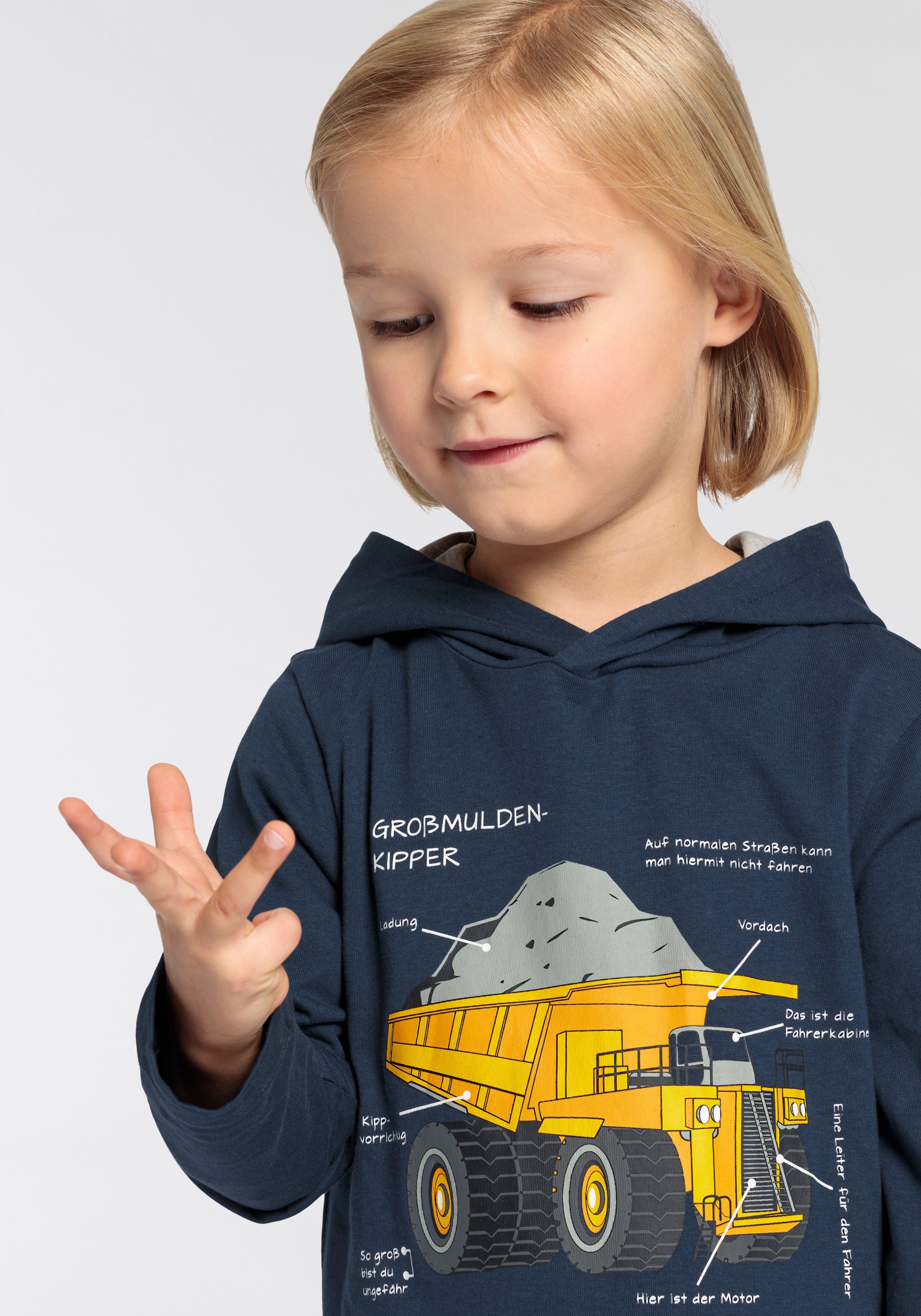 KIDSWORLD Shirt met lange mouwen LKW kiepwagen Lange mouwen, basic pasvorm, met modieuze print, ronde hals
