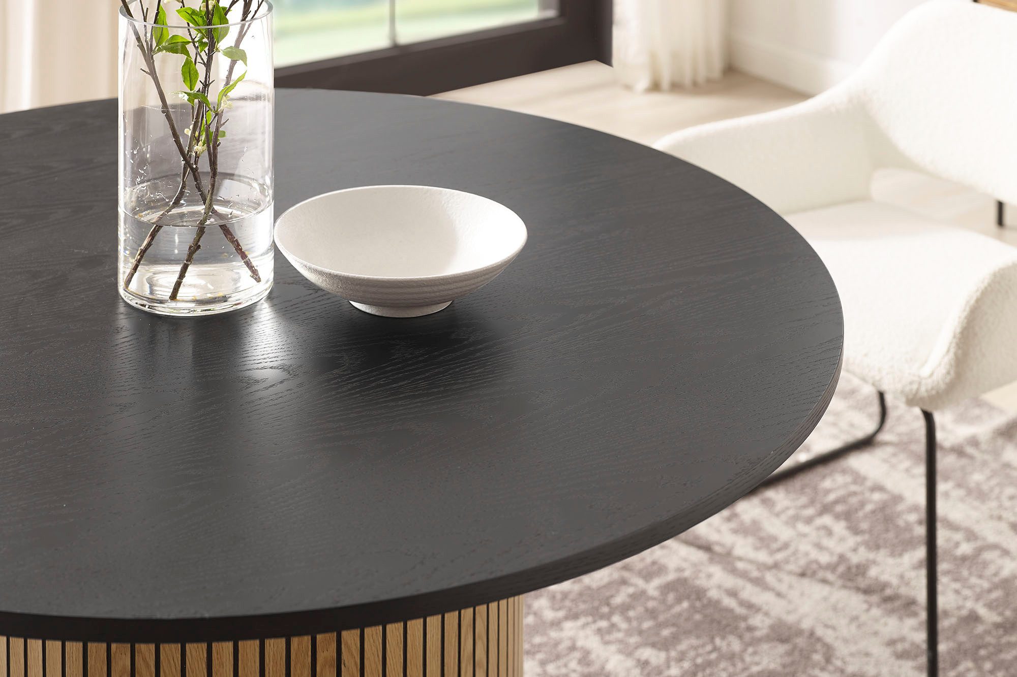 SalesFever Eettafel met geribbelde voet van eikenfineer