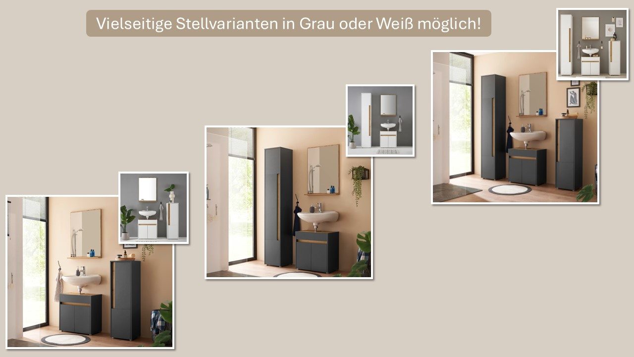 INOSIGN Wastafelonderkast CITY/GIRON, wastafel met grepen, badkamerkast in tijdloos ontwerp