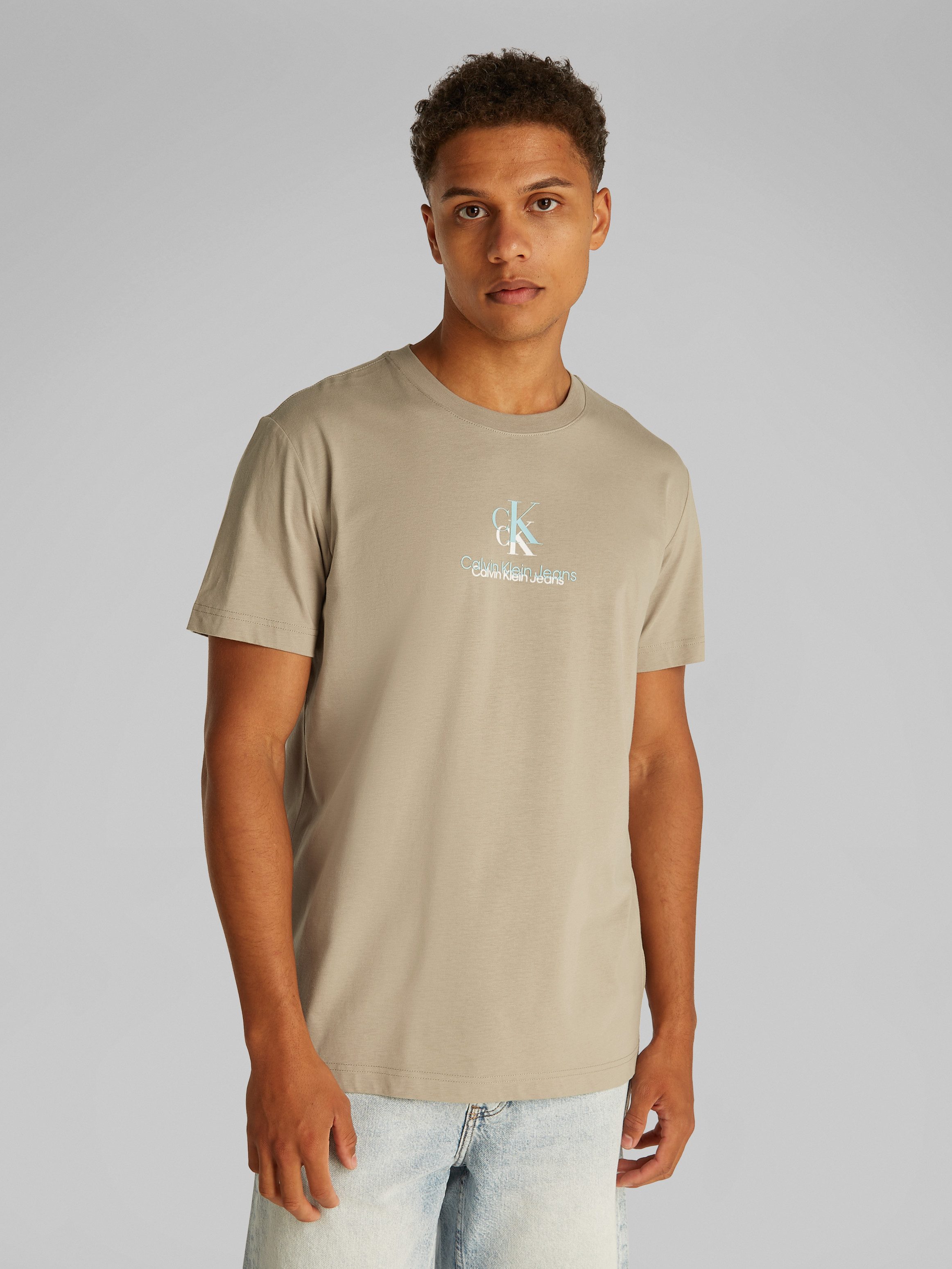 Calvin Klein T-shirt SHADOW LOGO TEE heren t-shirts maat L beige