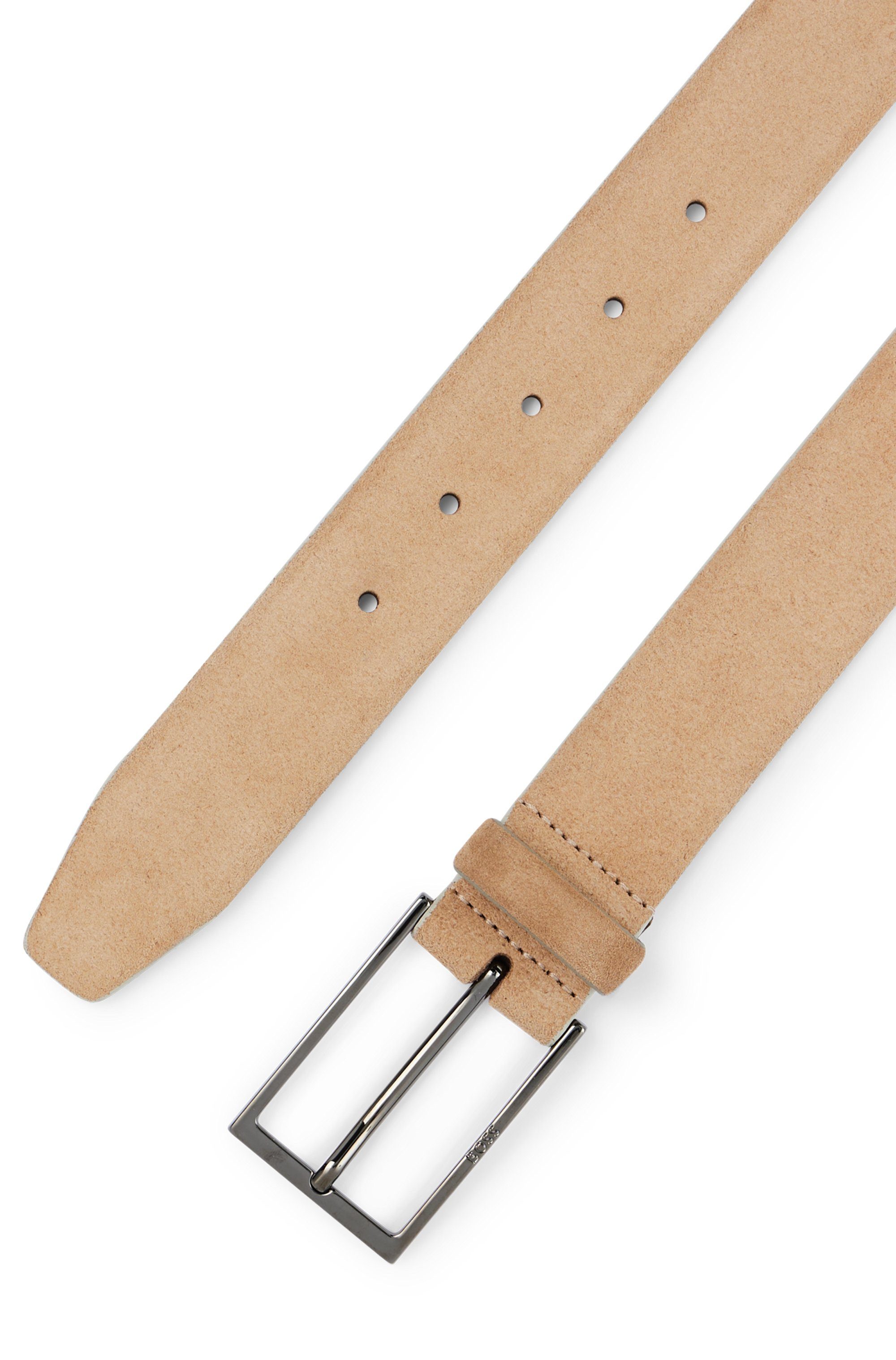 Boss Leren riem Calindo van suedeleer met metalen logo-sluiting