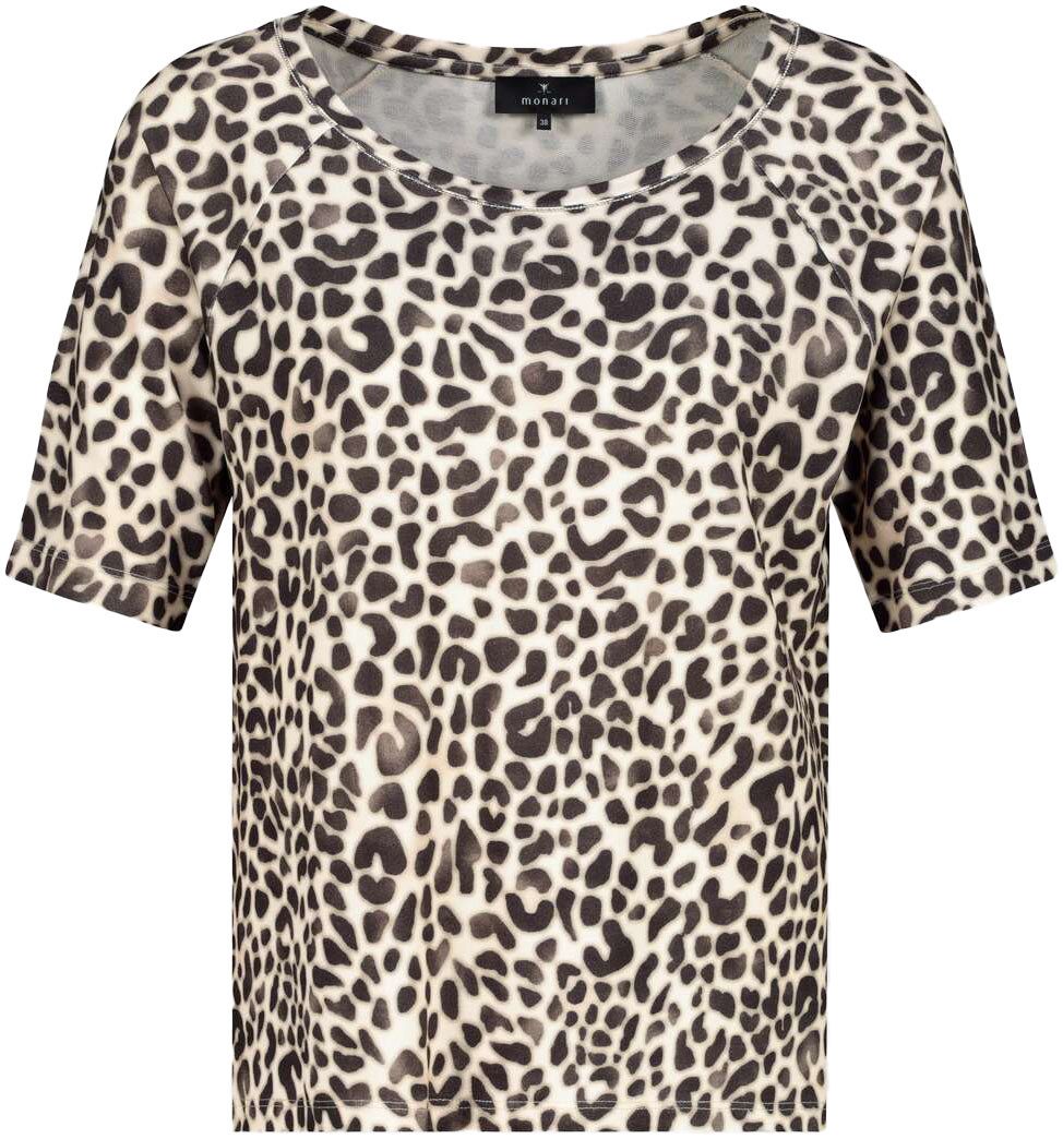Monari Shirt met ronde hals met all-over animal-print