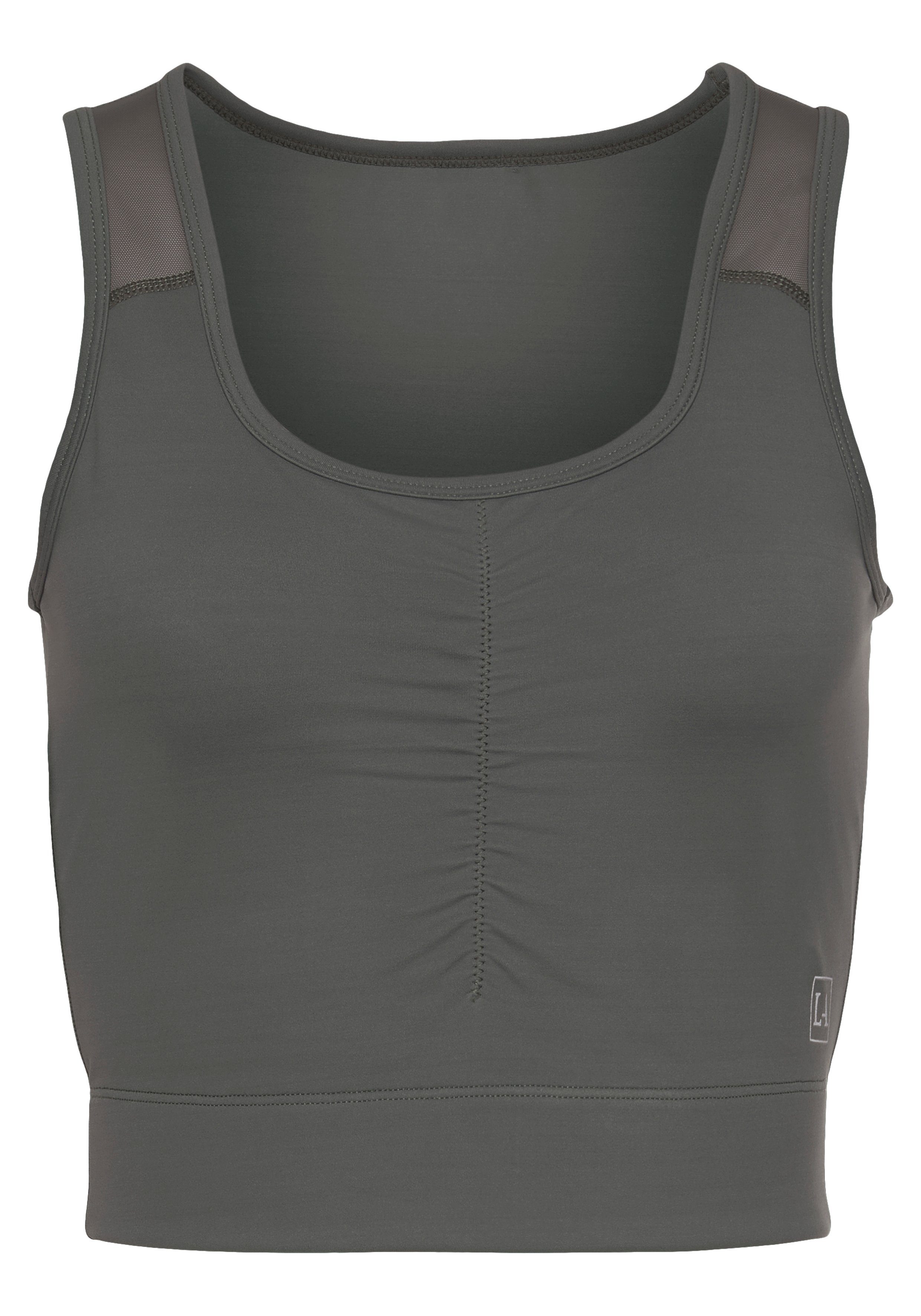 active by Lascana Crop-top met rimpeling en mesh-inzetten