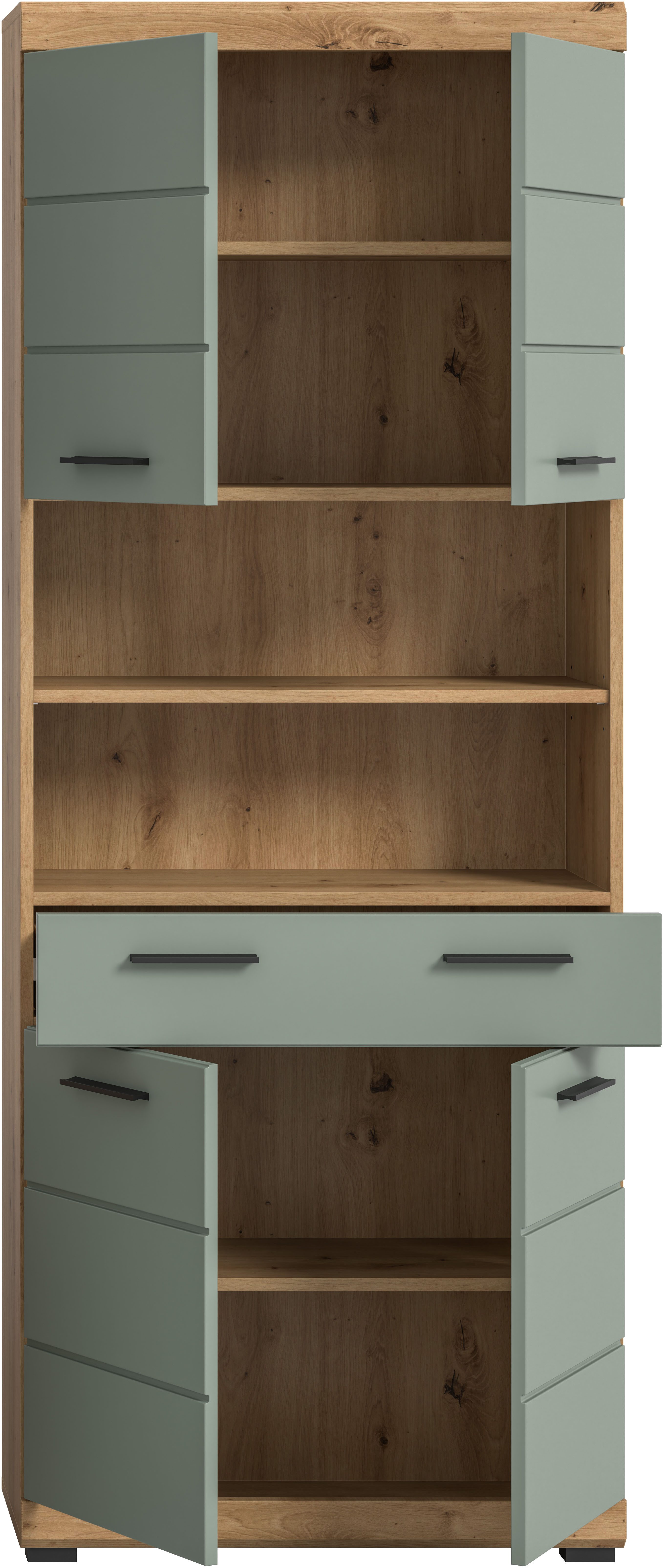 INOSIGN Hoge kast Siena, breedte 74 cm, 4 deuren, 1 lade, 2 open vakken, MDF-front in verschillende kleuren verkrijgbaar, badkamermeubels, badkamerkast, kast, badkamer