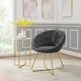 leonique loungestoel darcie met vast zitkussen, metalen frame in chroom goud, in verschillende kleurvarianten te verkrijgen, zithoogte 46 cm (1 stuk) grijs