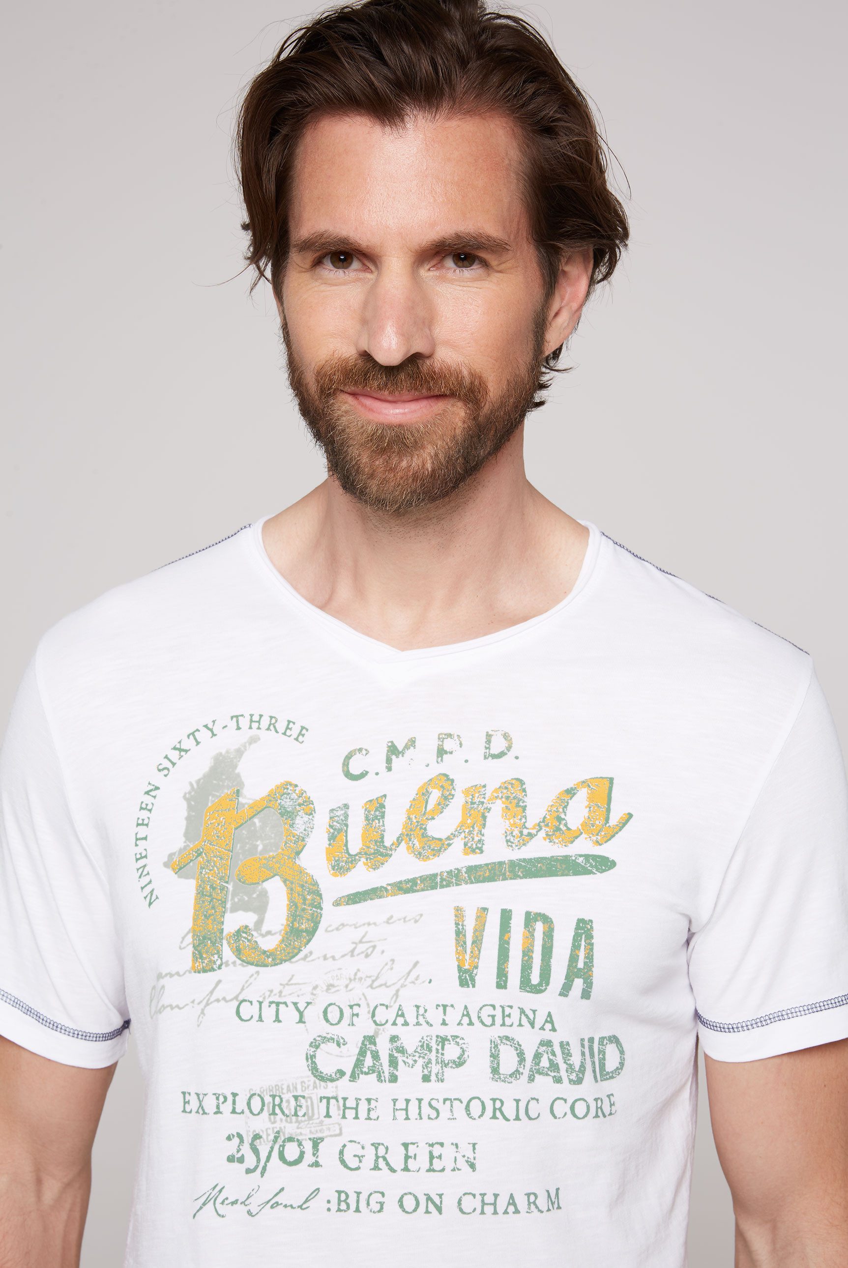 CAMP DAVID T-shirt met voor- en achterkant print