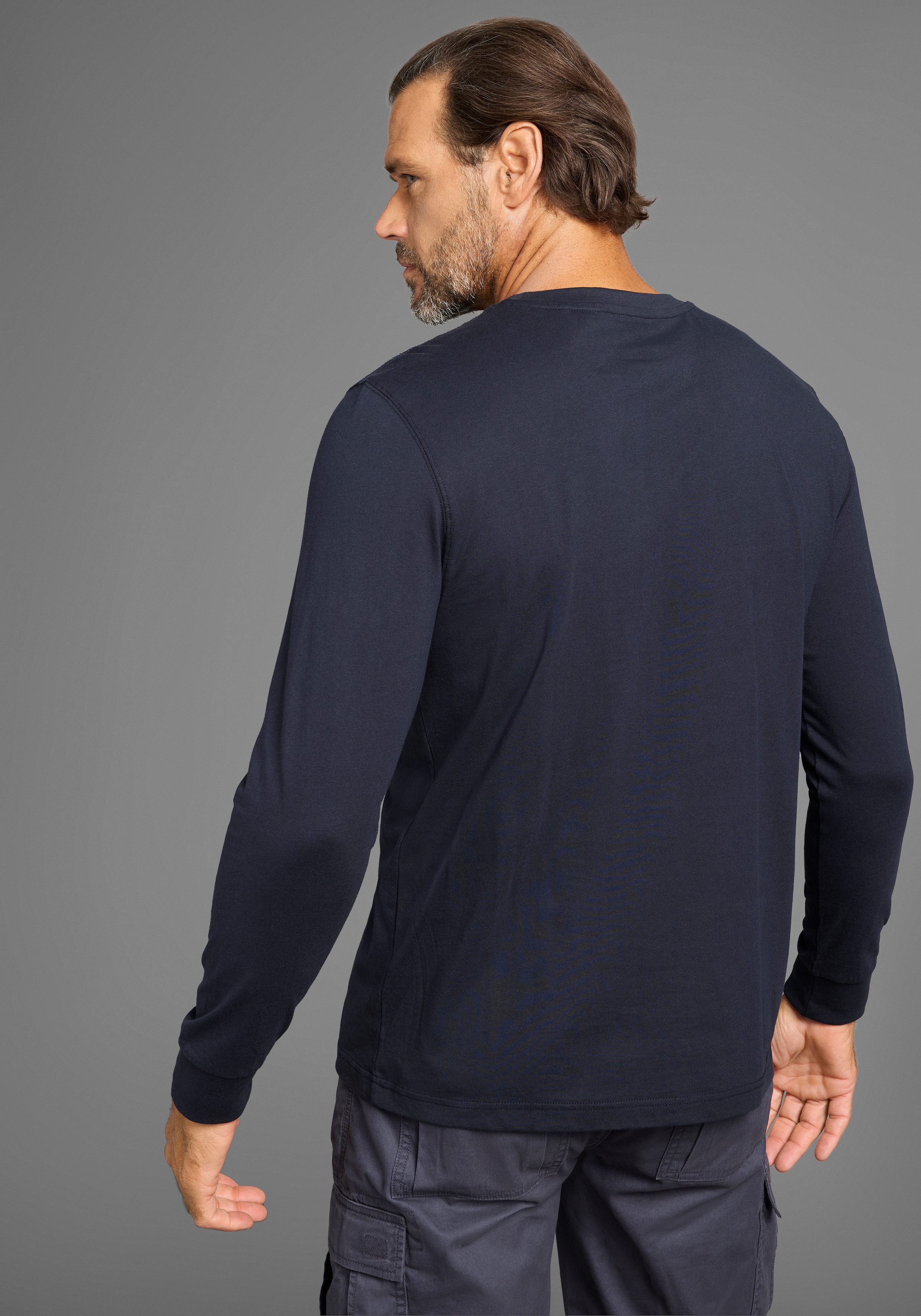 Man's World Shirt met lange mouwen kleine borstprint